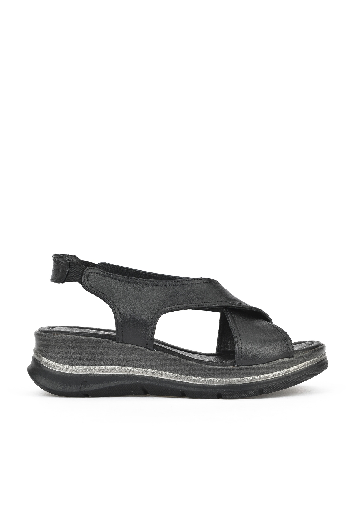 Kadın Hakiki Deri Dolgu Topuk Sandalet 1511020Z2562 Siyah - Görsel 2