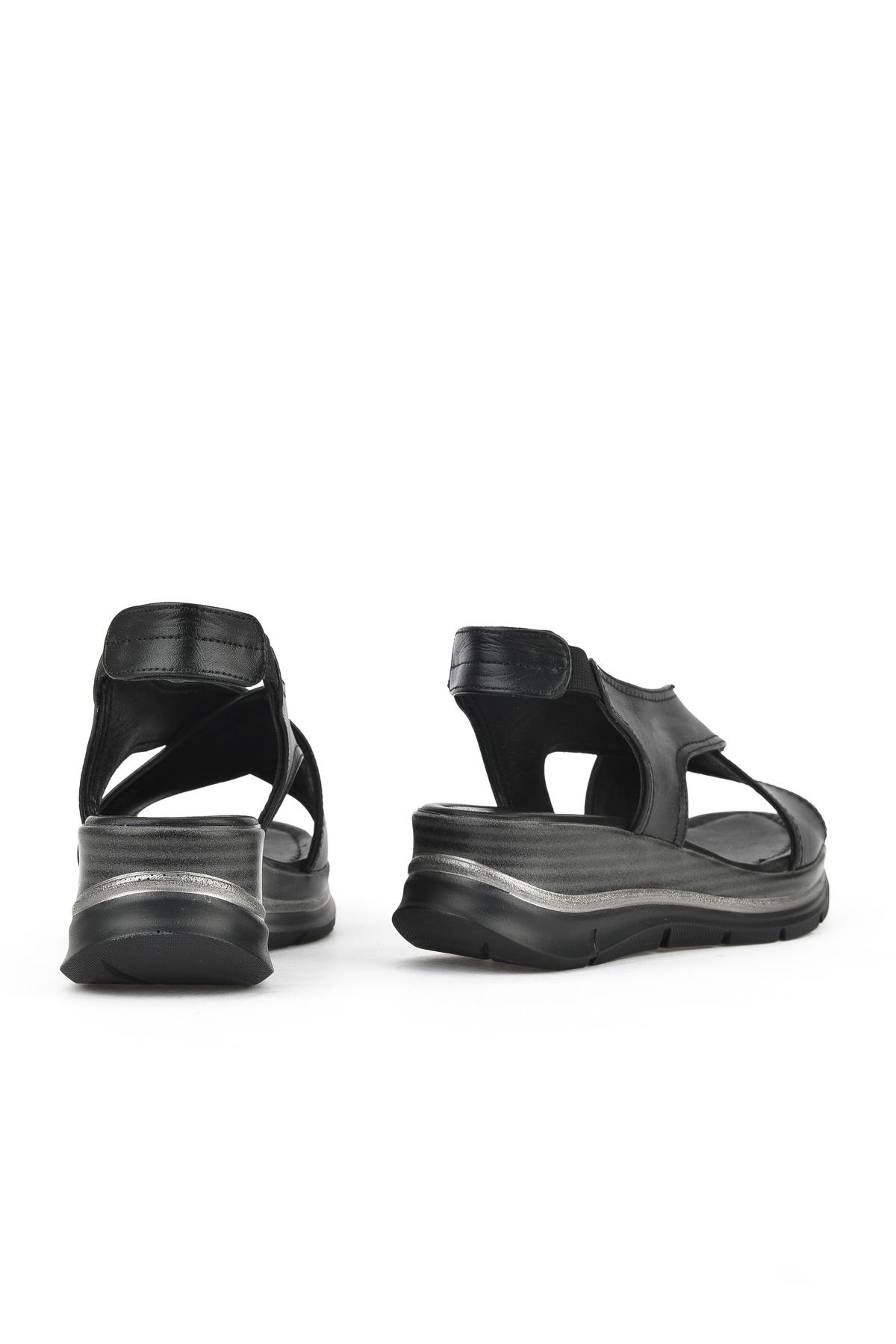 Kadın Hakiki Deri Dolgu Topuk Sandalet 1511020Z2562 Siyah - Görsel 4