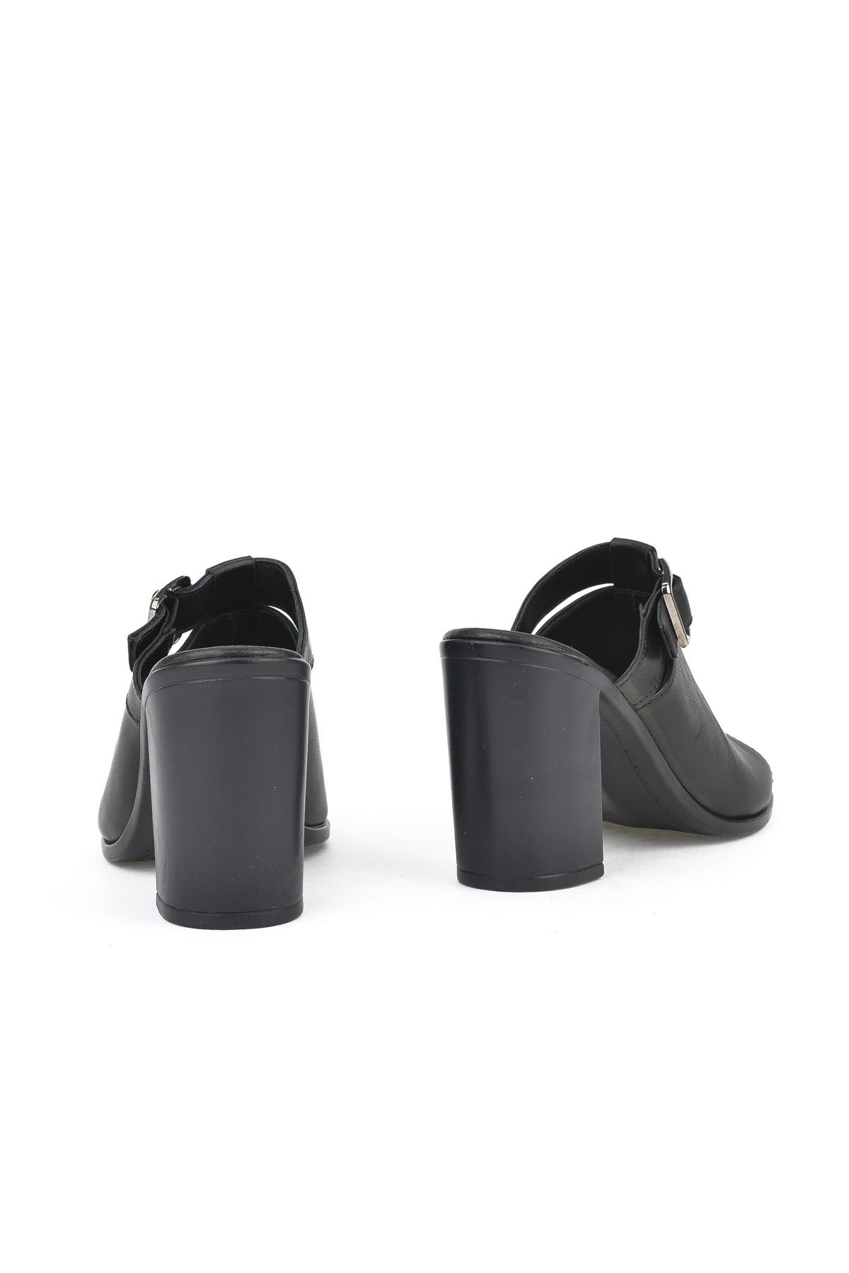 Kadın Hakiki Deri Topuklu Terlik 1511020Z1703 Siyah - Görsel 4