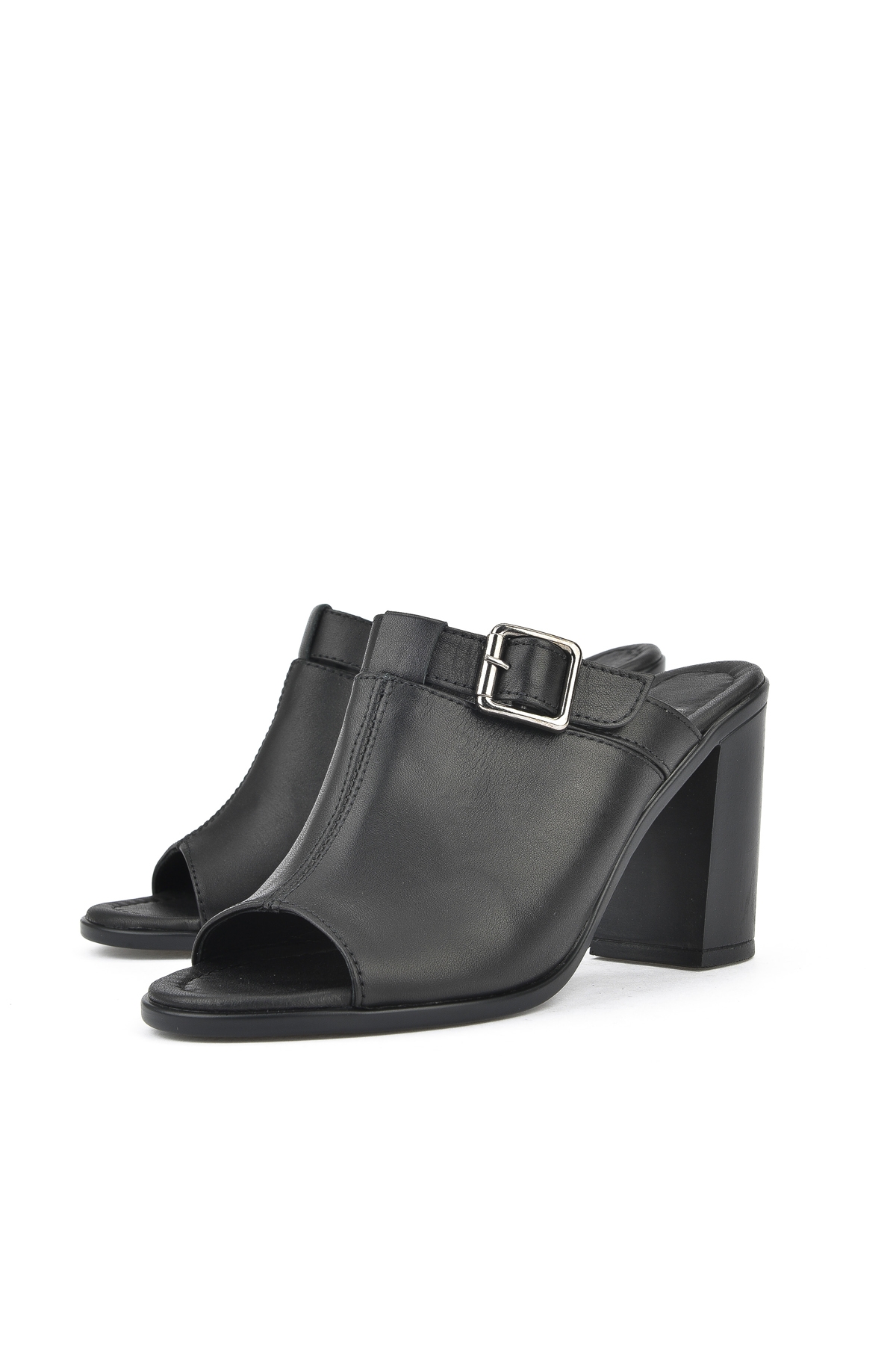 Kadın Hakiki Deri Topuklu Terlik 1511020Z1703 Siyah - Görsel 7