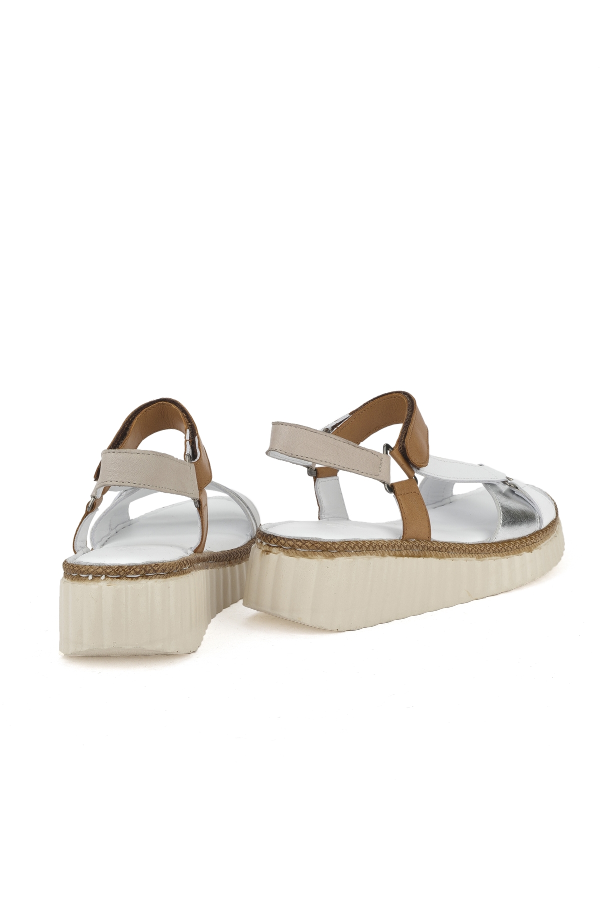 Kadın Hakiki Deri Sandalet 1511008Z413 Beyaz - Görsel 4