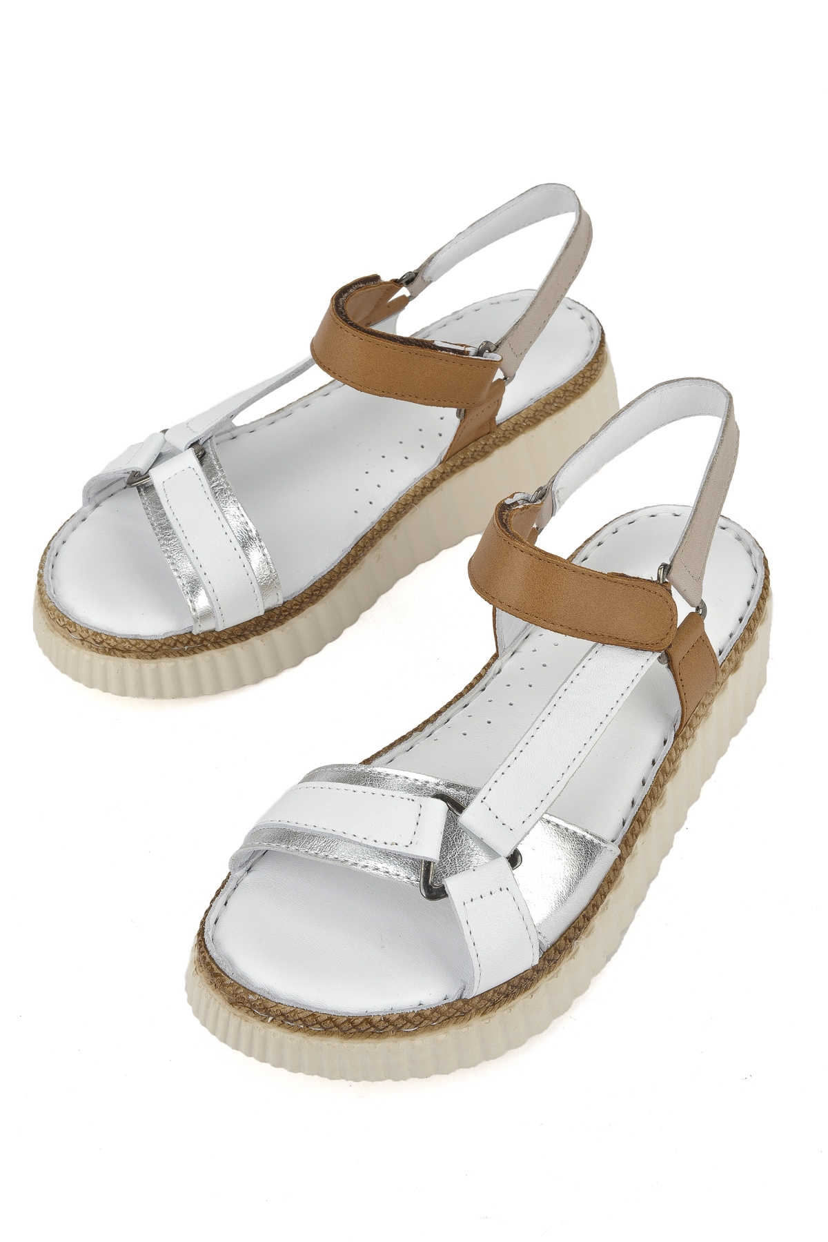 Kadın Hakiki Deri Sandalet 1511008Z413 Beyaz - Görsel 6