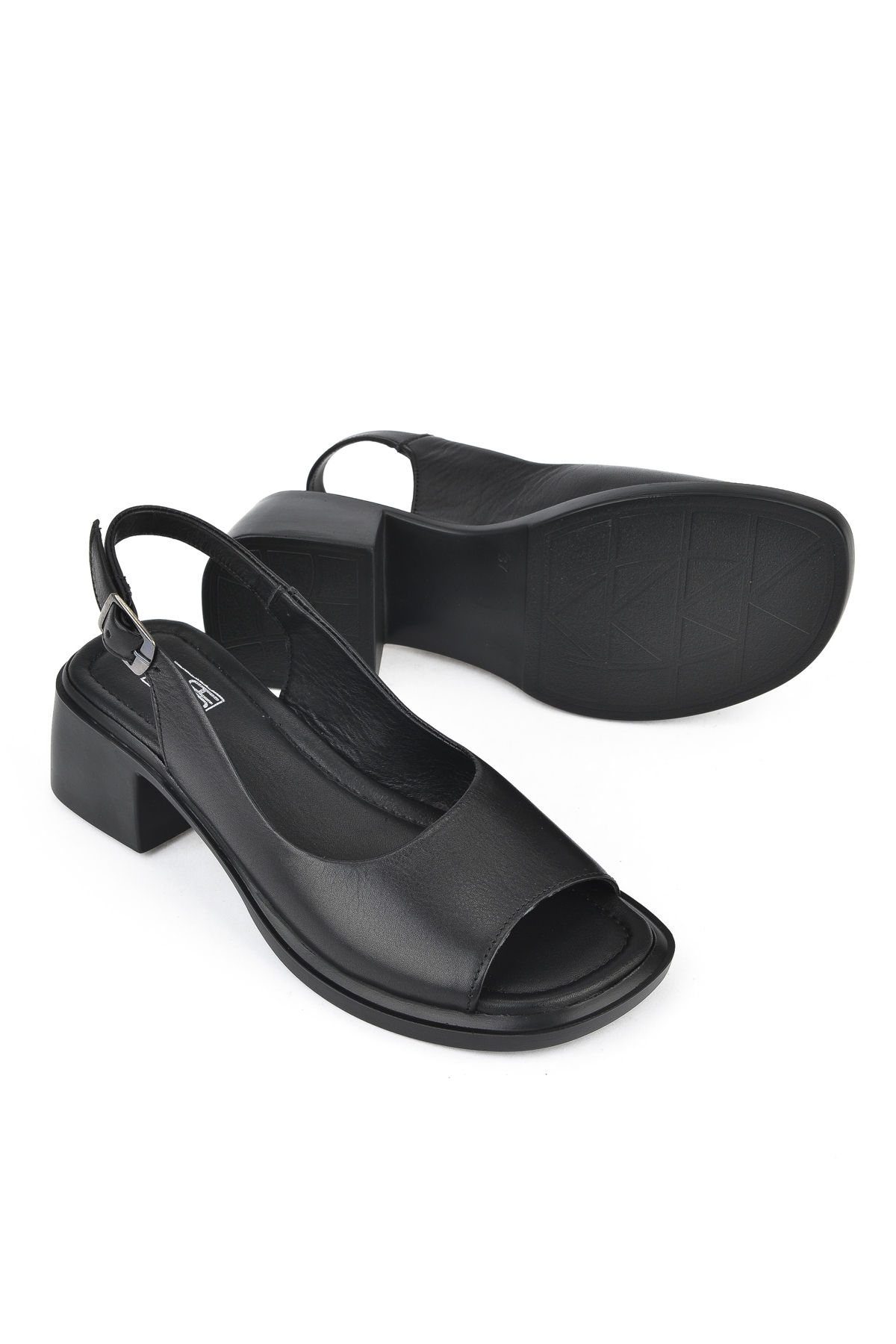 Kadın Hakiki Deri Topuklu Sandalet 151992Z8004 Siyah - Görsel 5