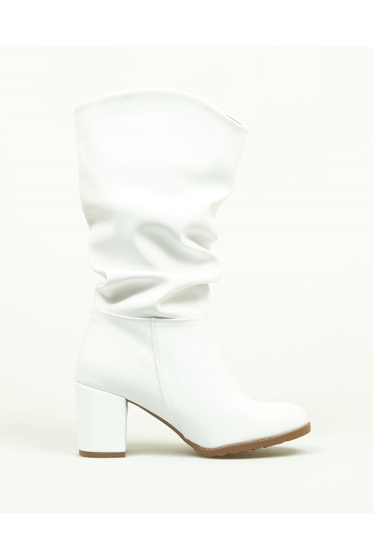 Suni Deri Büzgülü Kadın Çizme - Görsel 5