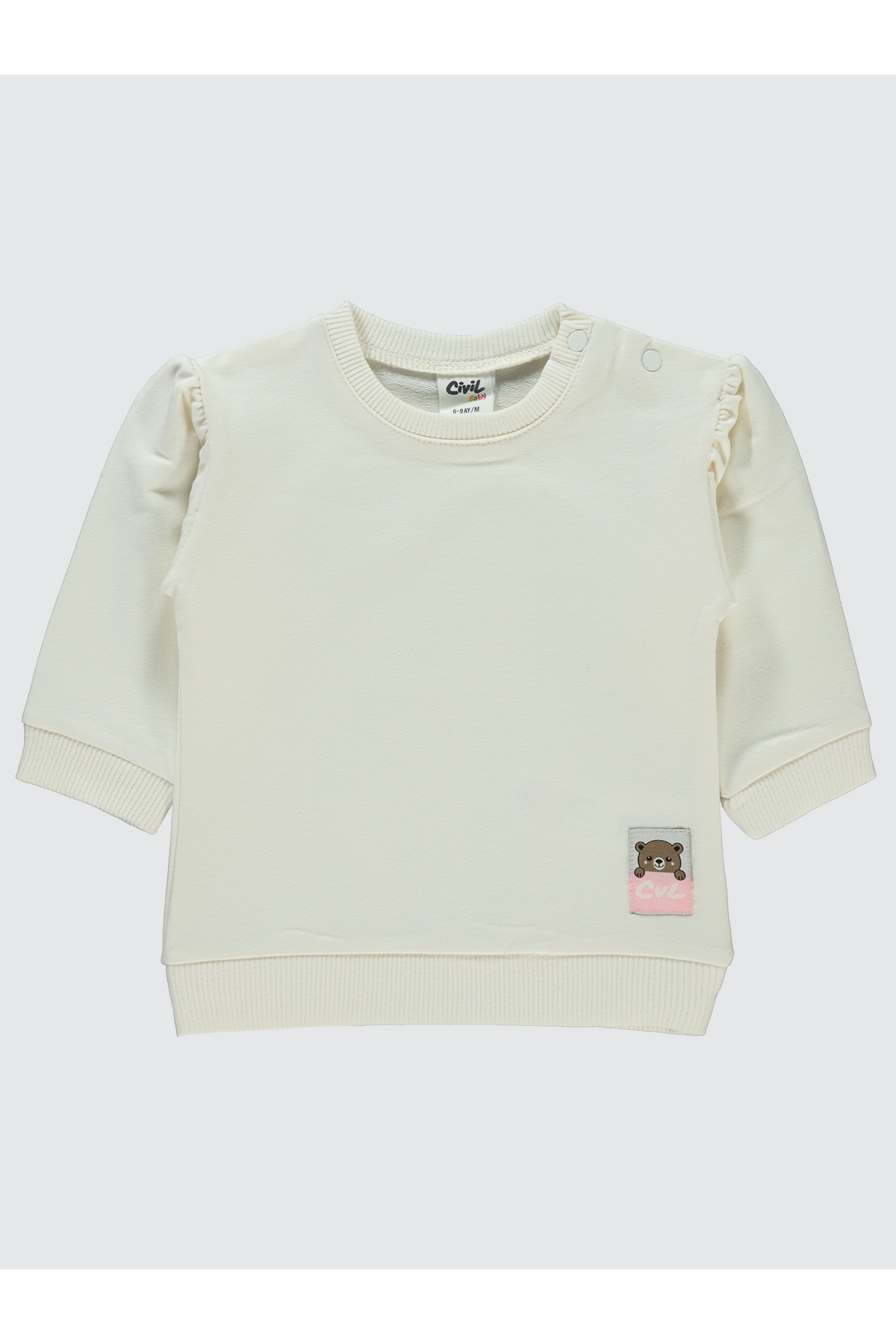 Kız Bebek Sweatshirt 6-18 Ay Ekru