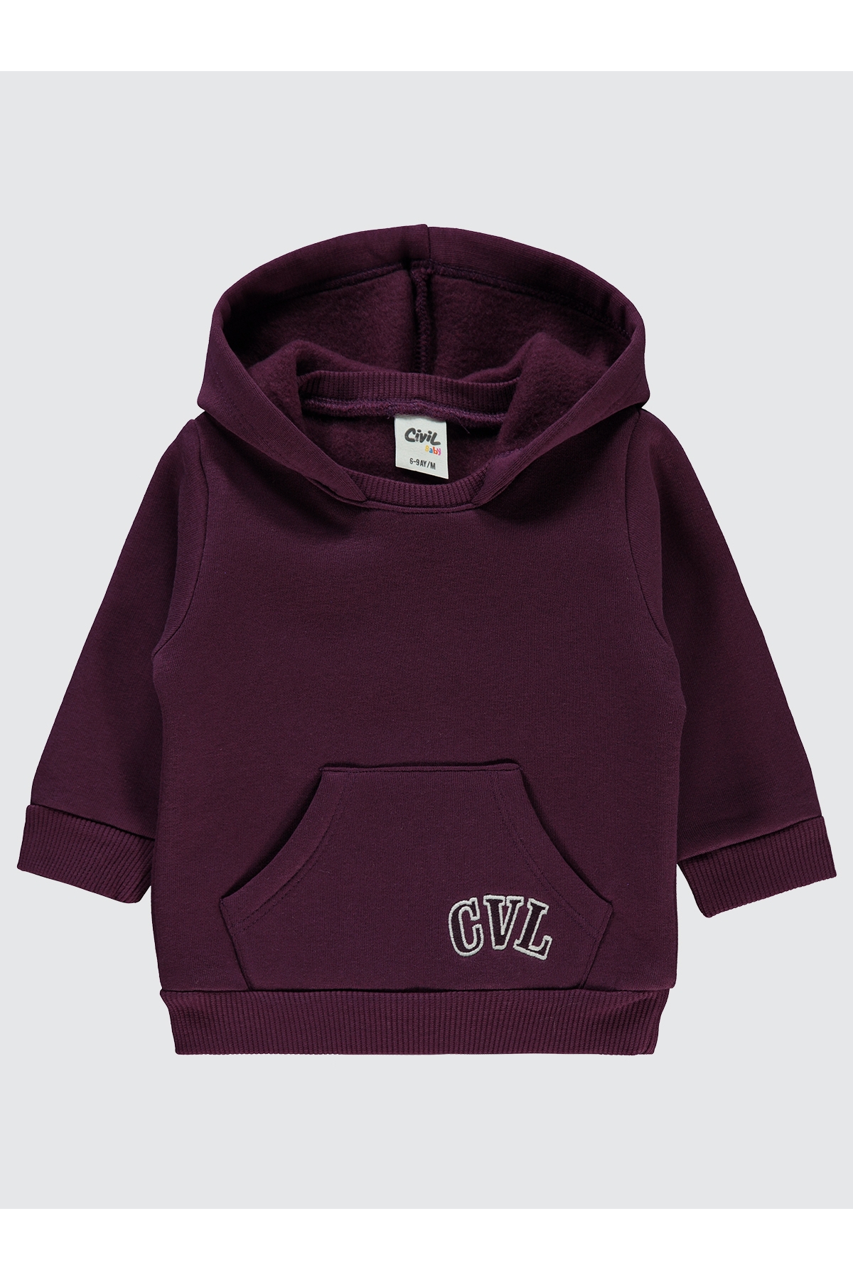 Kız Bebek Kapüşonlu Sweatshirt 6-18 Ay  Pancar Moru