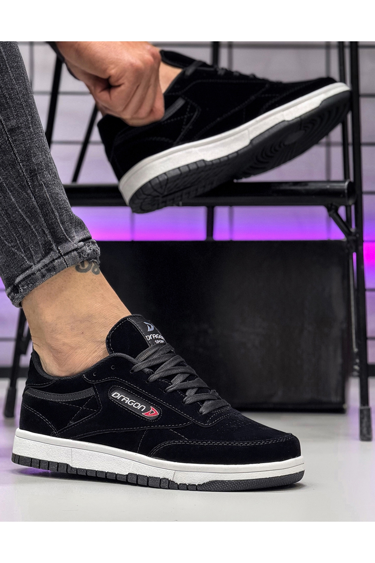 Dragon Erkek Mevsimlik Sneaker Ayakkabı Siyah Beyaz - Görsel 2