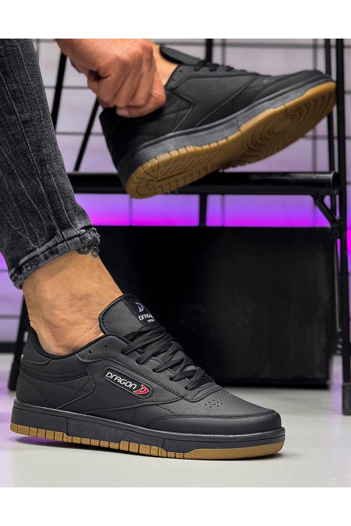 Dragon Erkek Mevsimlik Sneaker Ayakkabı Siyah Cilt - Görsel 2