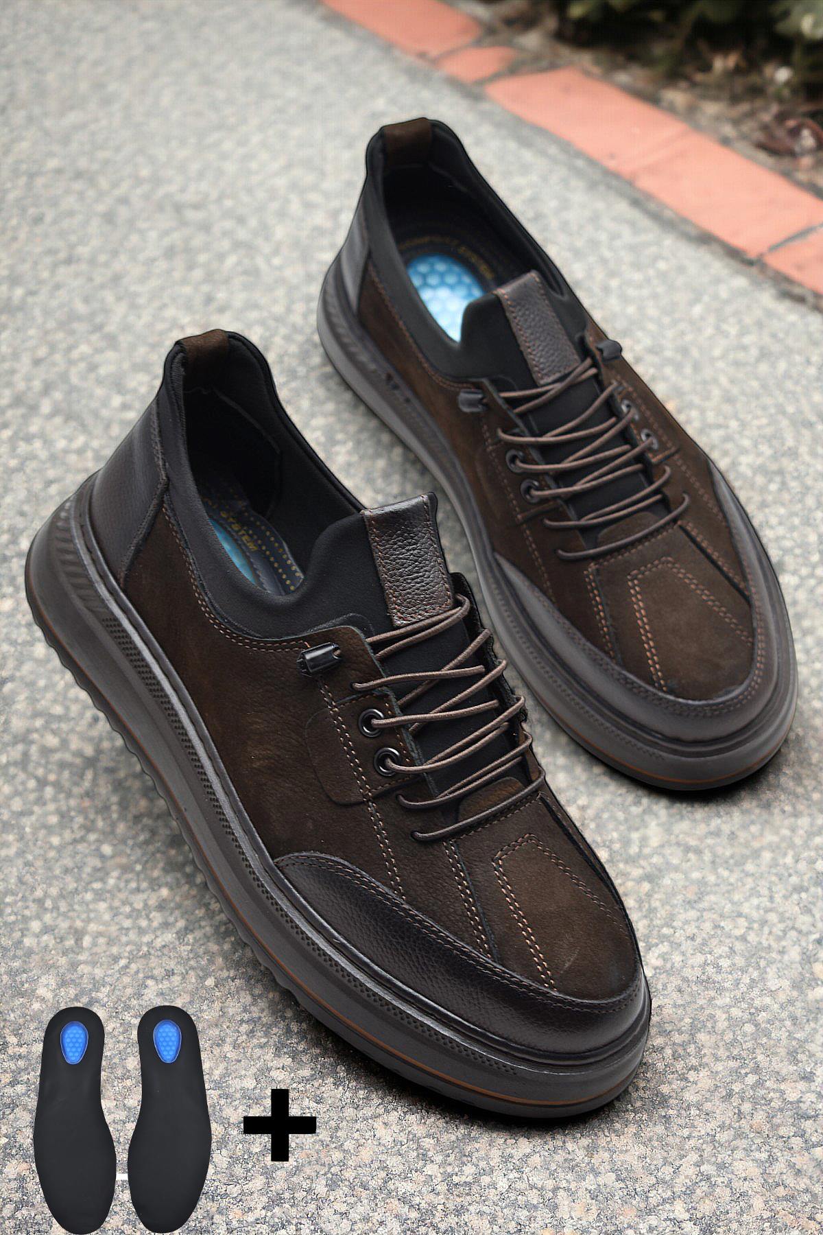 TAB550 Topuk Jelli Ortopedik Taban Hakiki Deri Erkek Ayakkabı Casual Günlük Erkek Ayakkabı POLİ Hafif Taban - Görsel 2