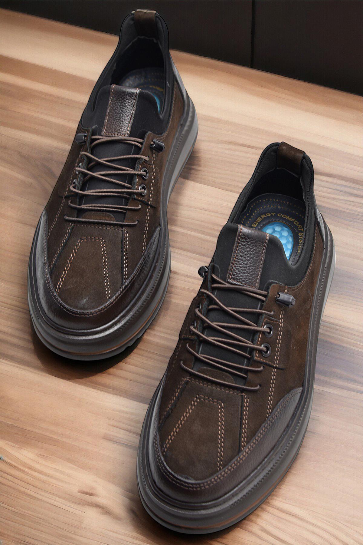 TAB550 Topuk Jelli Ortopedik Taban Hakiki Deri Erkek Ayakkabı Casual Günlük Erkek Ayakkabı POLİ Hafif Taban - Görsel 3