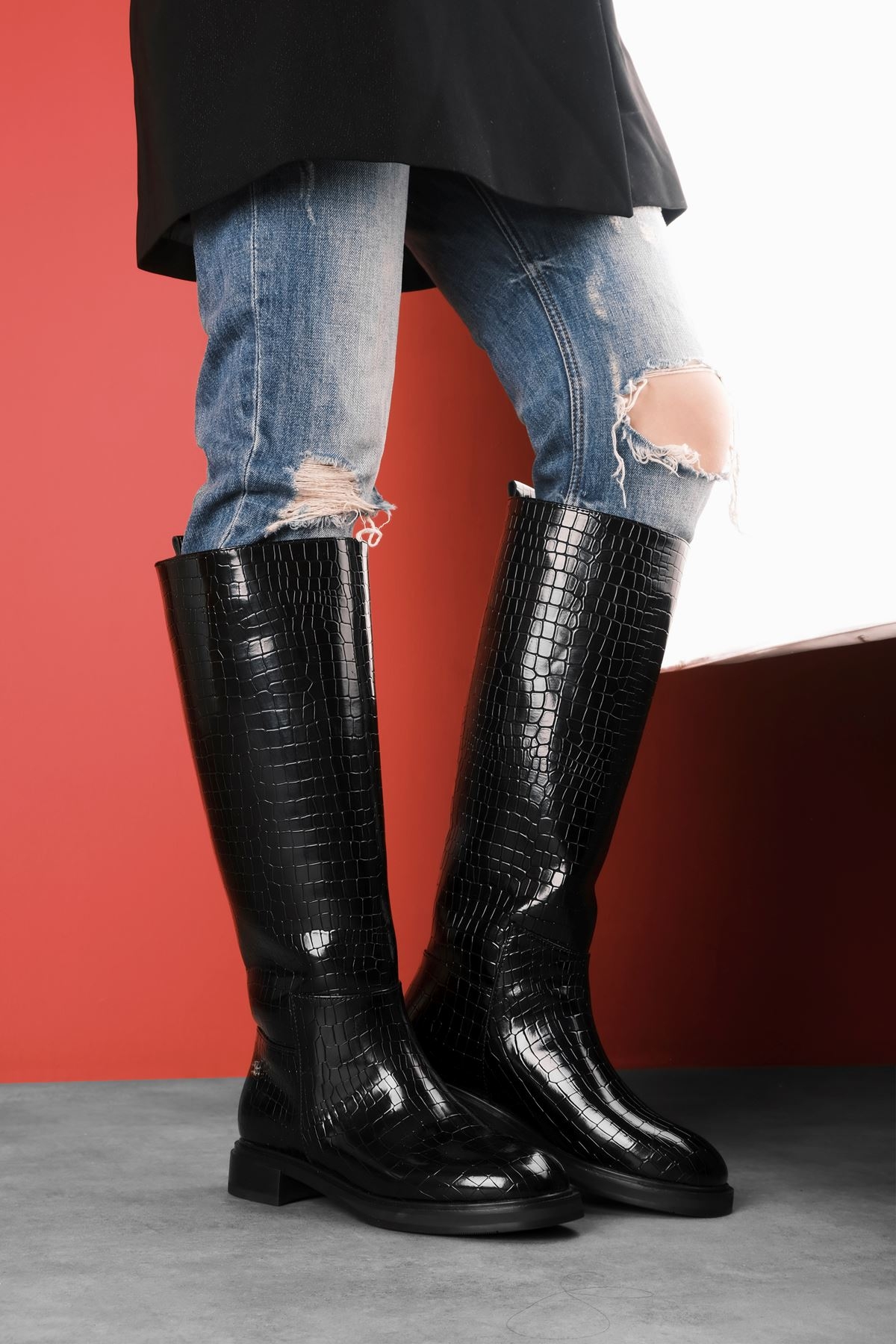 EK Keçeli 005 Kadın Kroko Çizme - Görsel 2