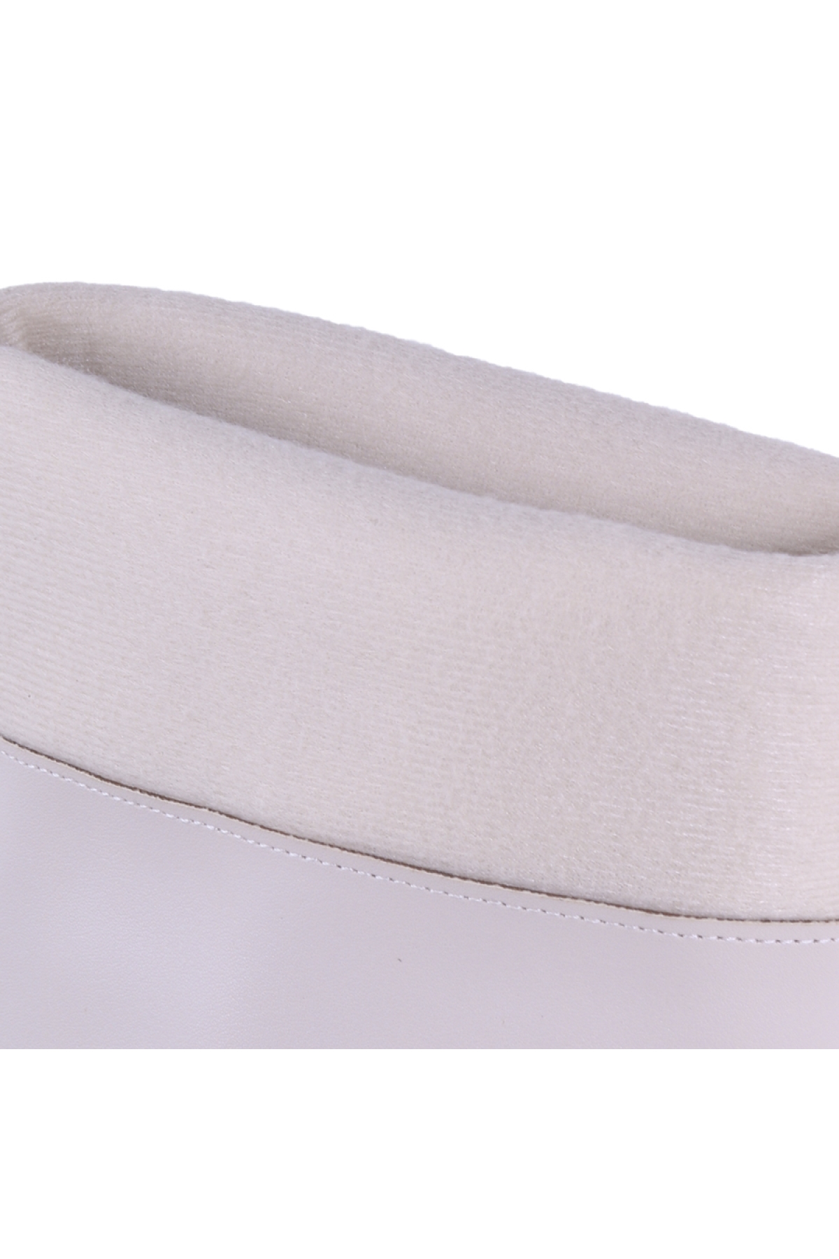 Düz Suni Deri Diz Altı Kadın Çizme Bej - Görsel 8