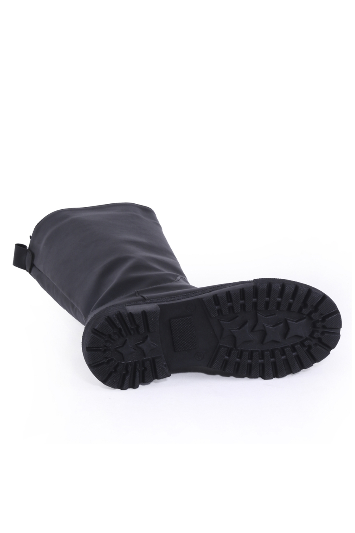 Düz Suni Deri Diz Altı Kadın Çizme Siyah - Görsel 6