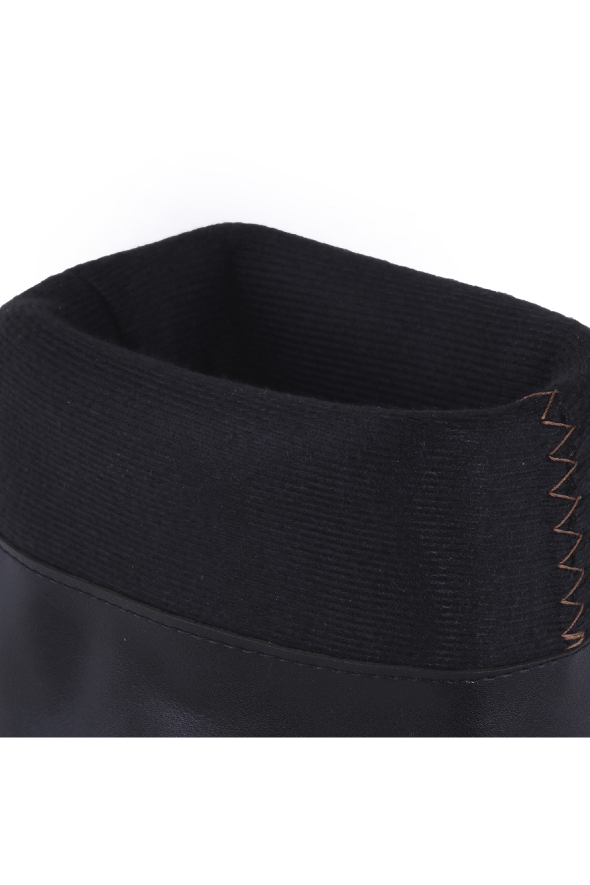 Düz Suni Deri Diz Altı Kadın Çizme Siyah - Görsel 7