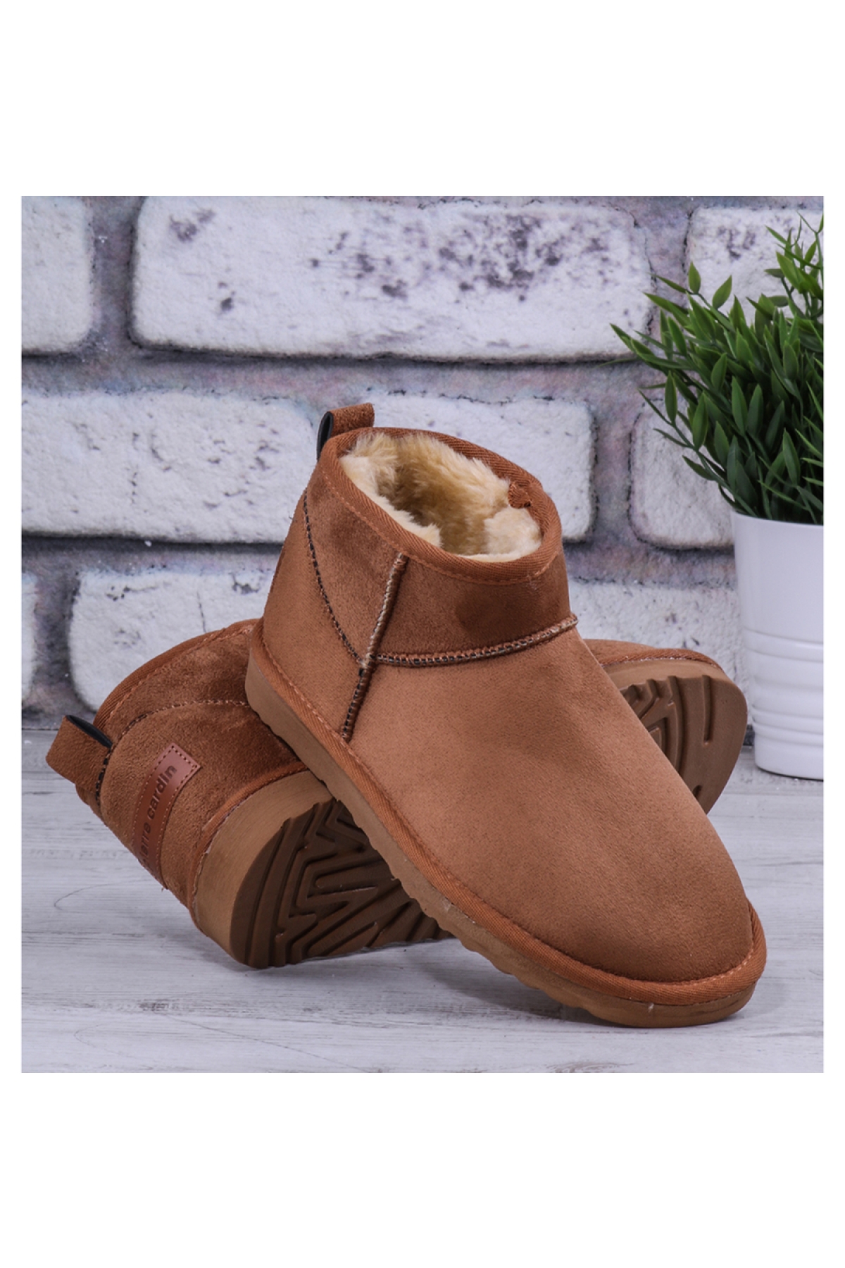 Ug Kısa Süet Kadife Kadın Bot Kışlık Taba - Görsel 4