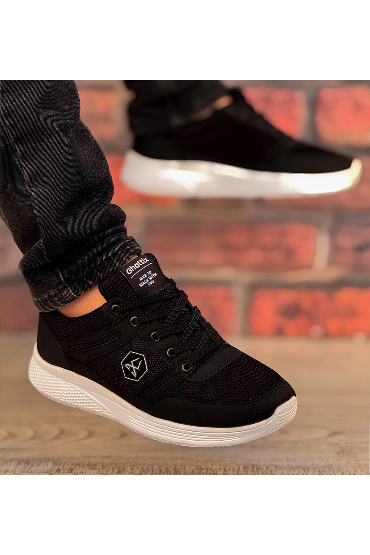 Luma Günlük Erkek Spor Ayakkabı Yürüyüş Koşu Siyah Beyaz - Görsel 2