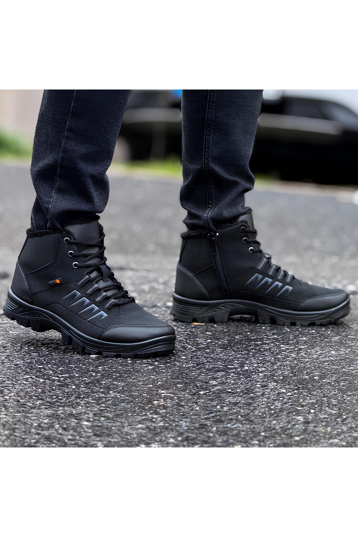 Ghattix Su Kar Kışlık Fermuarlı Erkek Bot İçi Tüylü Bot Siyah - Görsel 2