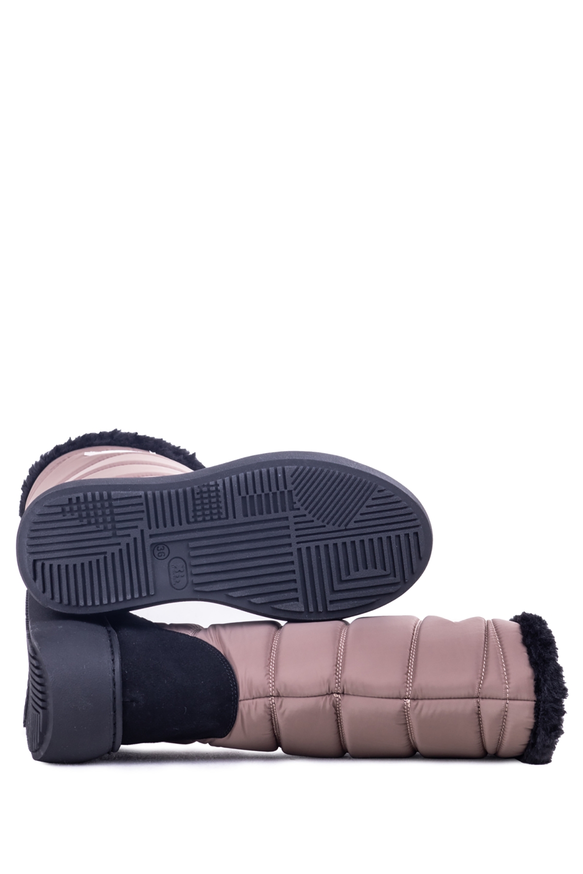 31070 Kadın Diz Altı İçi Yünlü Bot Vizon - Görsel 5