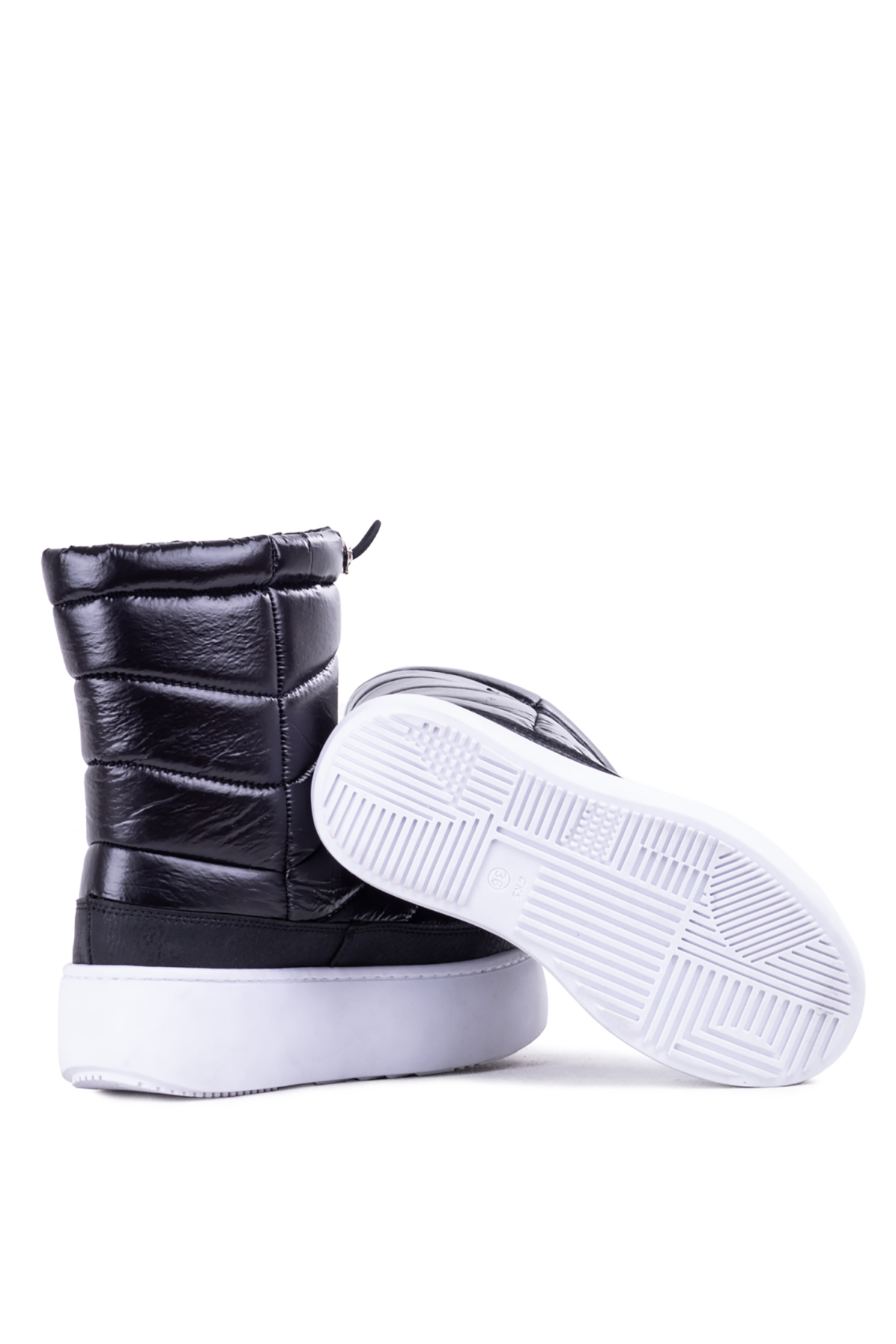 31181 Kadın Kısa Bot Günlük Kışlık Bot Siyah Beyaz - Görsel 5