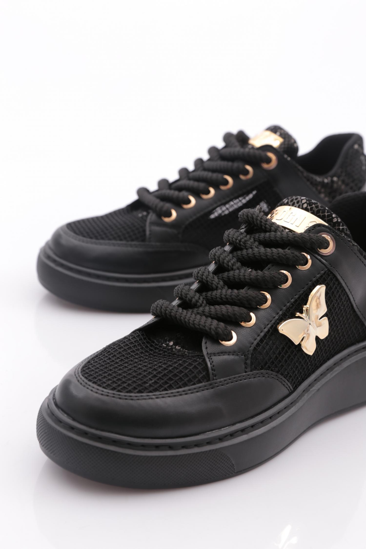 B1007 Kadin Fileli Aksesuarli Sneakers Ayakkabi - Görsel 5