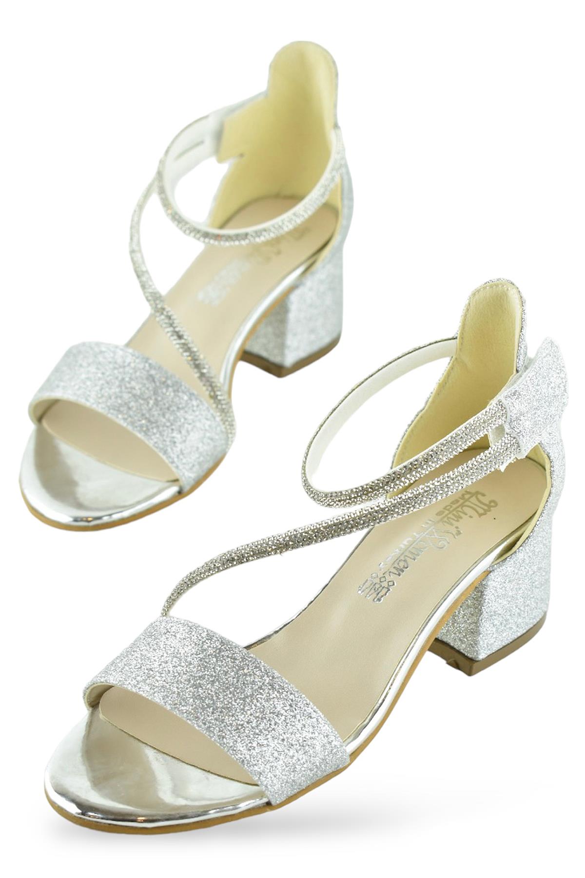 259 Abiye Kız Çocuk Topuklu Ayakkabı Düğünlük Nişan Abiye Elbise Ayakkabısı - Görsel 3