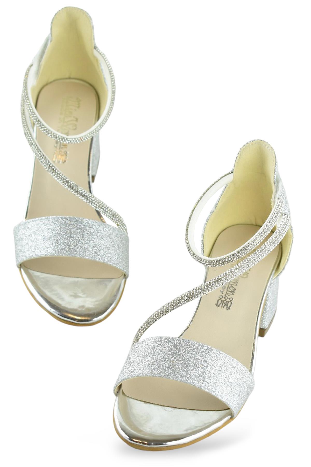 259 Abiye Kız Çocuk Topuklu Ayakkabı Düğünlük Nişan Abiye Elbise Ayakkabısı - Görsel 5