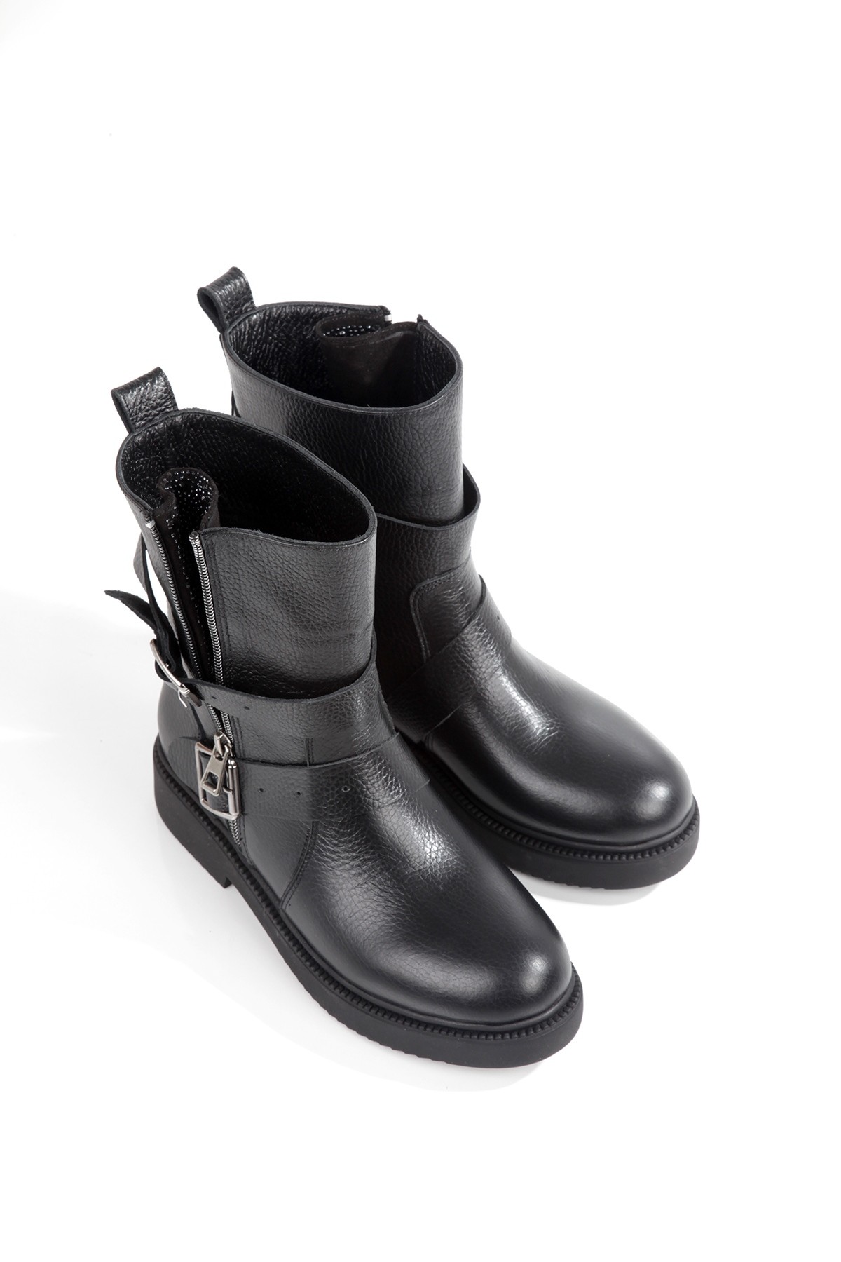 Odette Hakiki Deri Kısa Topuklu Taşlı Günlük Bot - Görsel 5