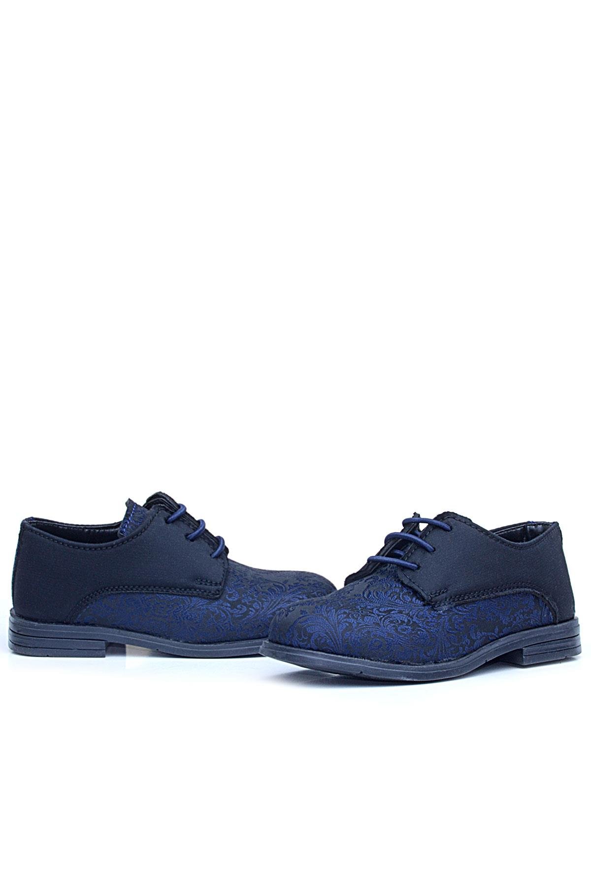 Lacivert Siyah Bağcıklı Takım Elbise Klasik Çocuk Ayakkabı - Görsel 8