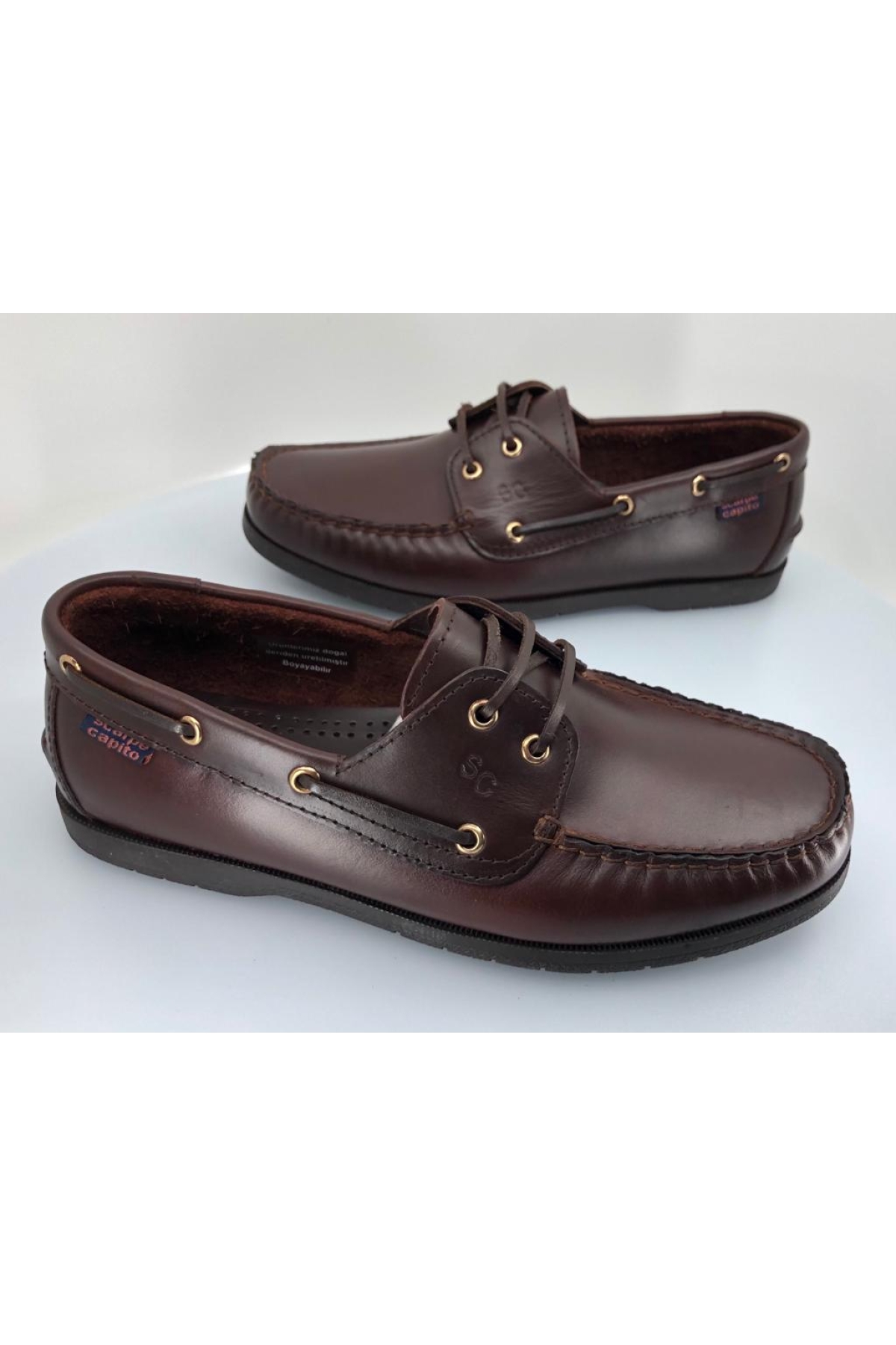 086 Ayr Timberland Marine El saraçlı %100 Hakiki Deri Erkek Ayakkabı - Görsel 4