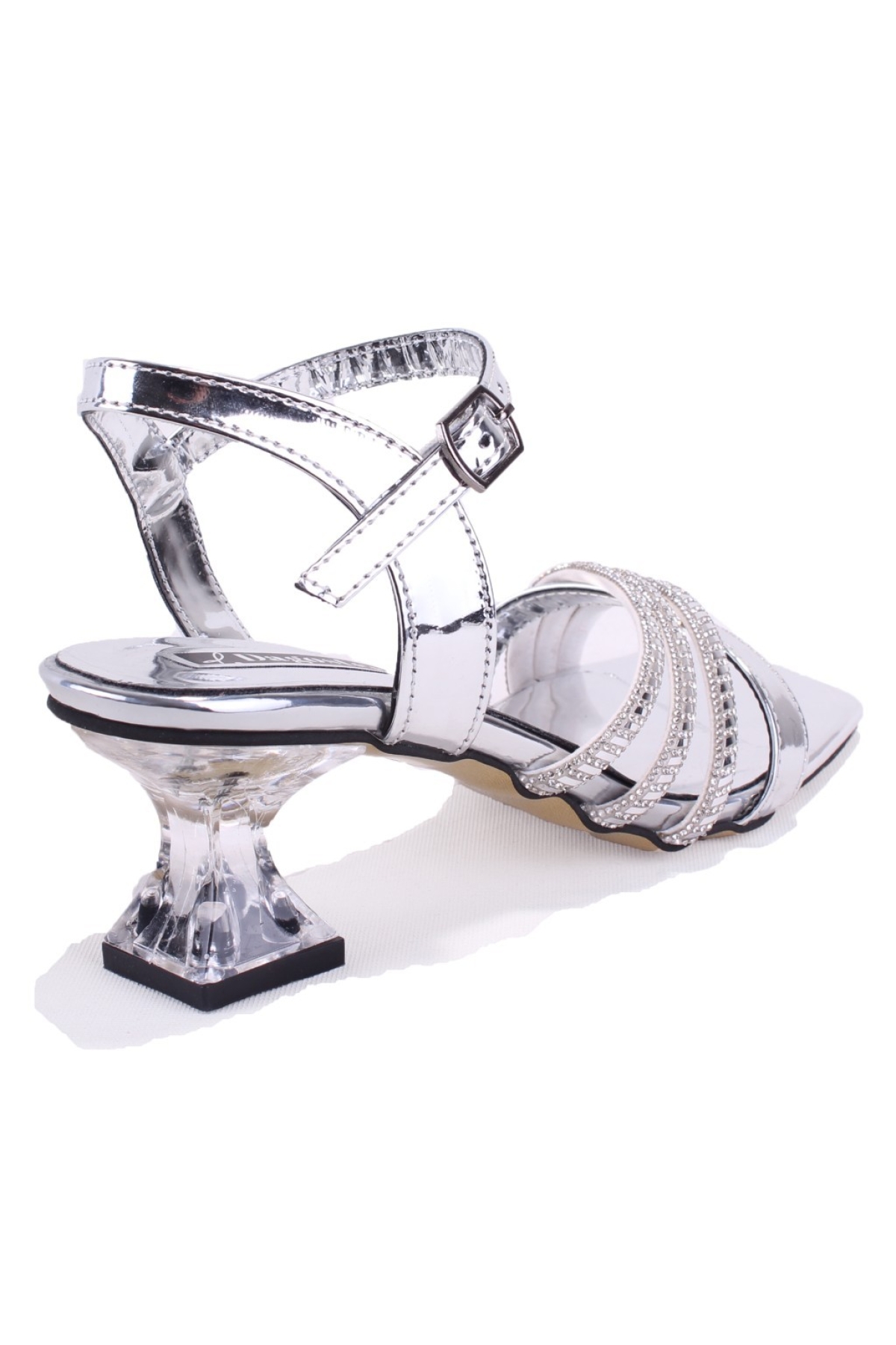 DZA07-1284055 Gümüş Şeffaf Topuklu Abiye Kadın Ayakkabı - Görsel 5