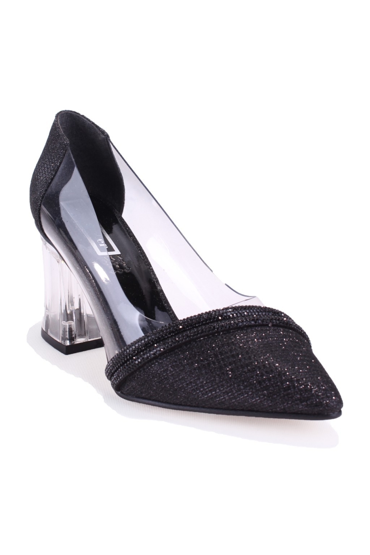 DZA07-11153806 Siyah Şeffaf Topuklu Abiye Kadın Ayakkabı - Görsel 2
