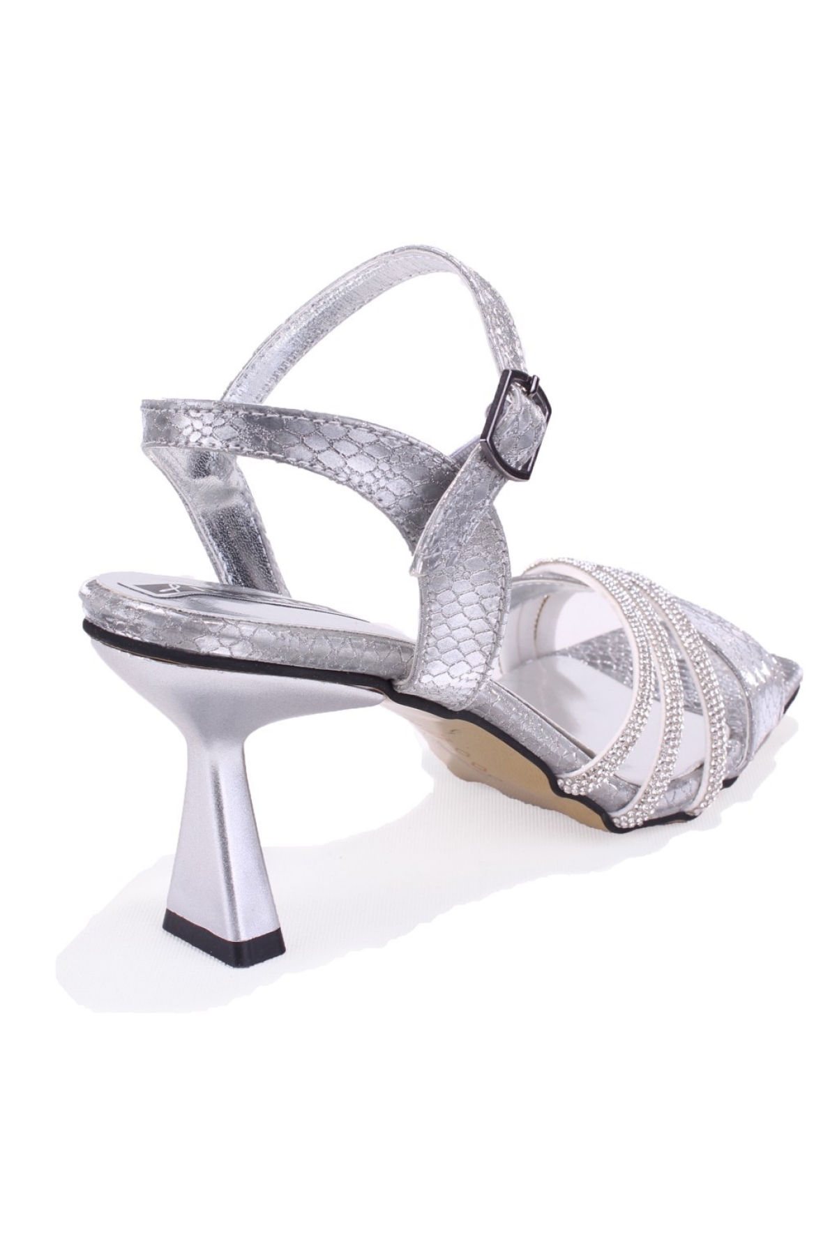 DZA07-1284058 Gümüş Kısa Topuklu Abiye Kadın Ayakkabı - Görsel 5