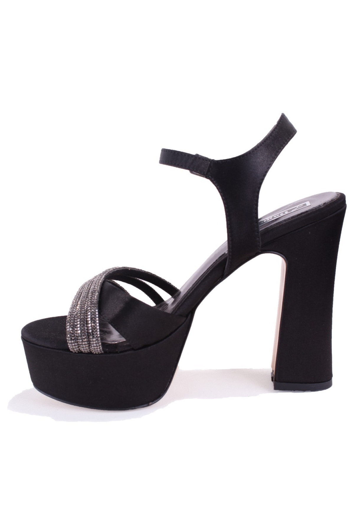 DZA07-337351 Siyah Saten Platform Topuklu Kadın Ayakkabı - Görsel 4