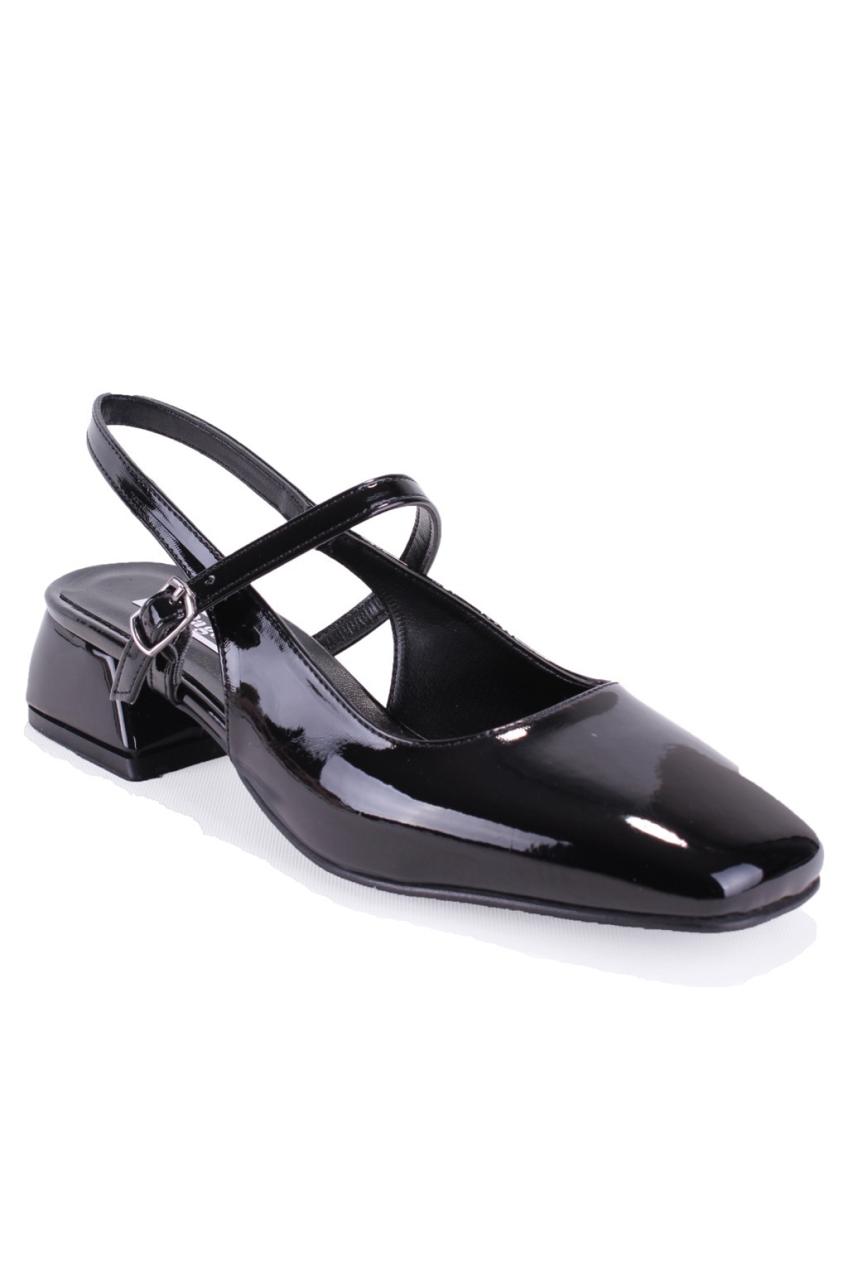 DZA07-81500 Siyah Rugan Klasik Topuklu Kadın Ayakkabı - Görsel 2