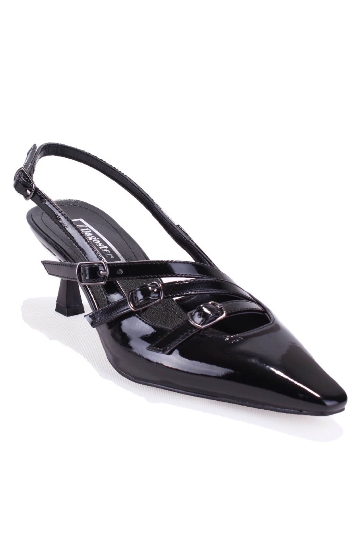 DZA07-725491 Siyah Rugan Klasik Topuklu Kadın Ayakkabı - Görsel 2