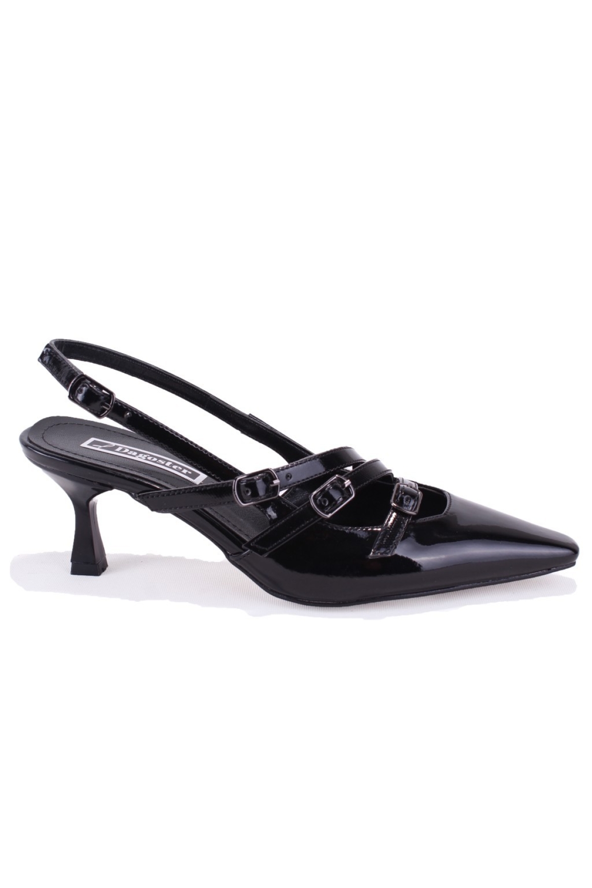 DZA07-725491 Siyah Rugan Klasik Topuklu Kadın Ayakkabı - Görsel 3