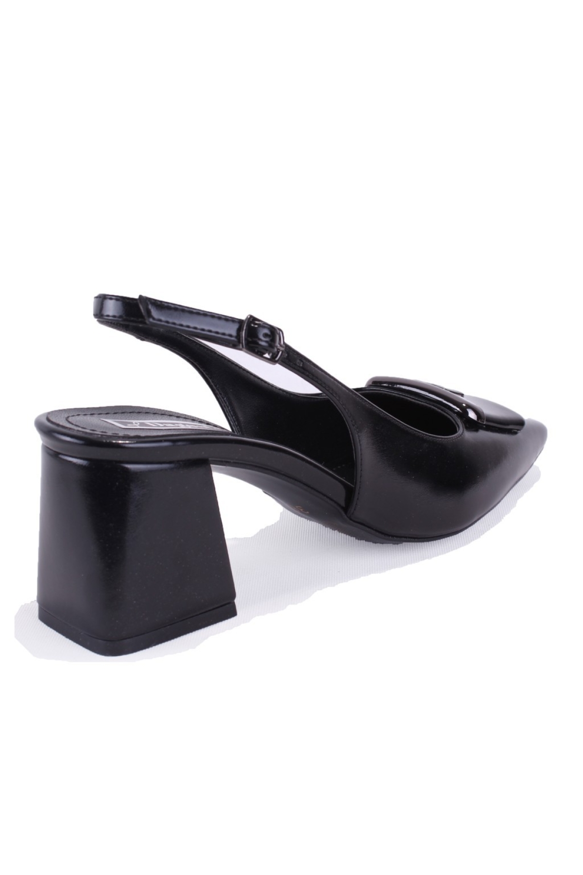 DZA07-11363017 Siyah Rugan Klasik Topuklu Kadın Ayakkabı - Görsel 5