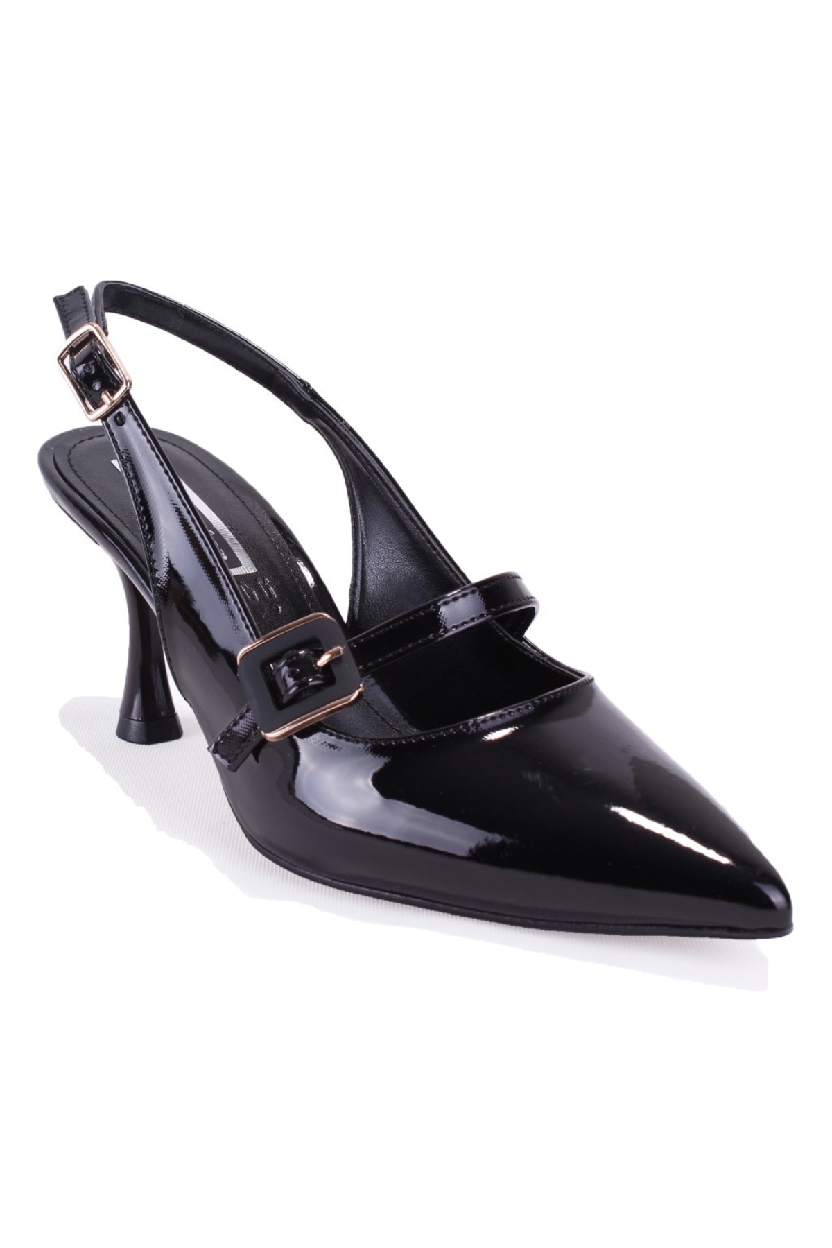 DZA07-108525641 Siyah Rugan Klasik Topuklu Kadın Ayakkabı - Görsel 2