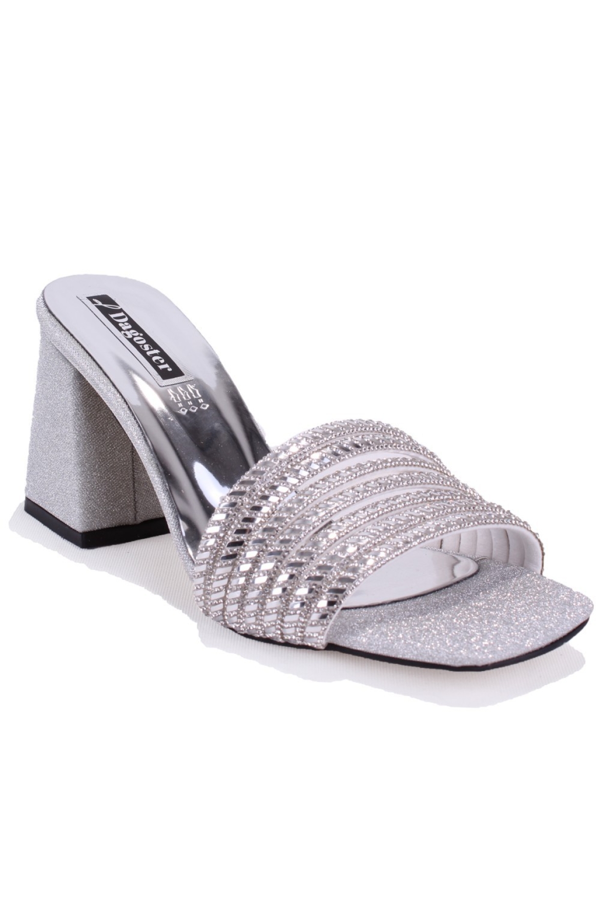 DZA07-1284108 Gümüş Topuklu Abiye Kadın Terlik - Görsel 2