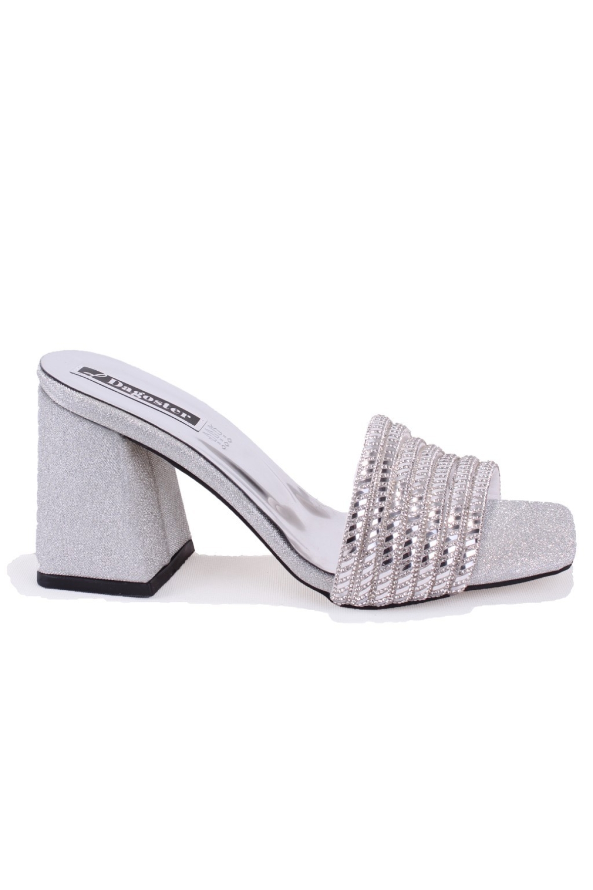 DZA07-1284108 Gümüş Topuklu Abiye Kadın Terlik - Görsel 3