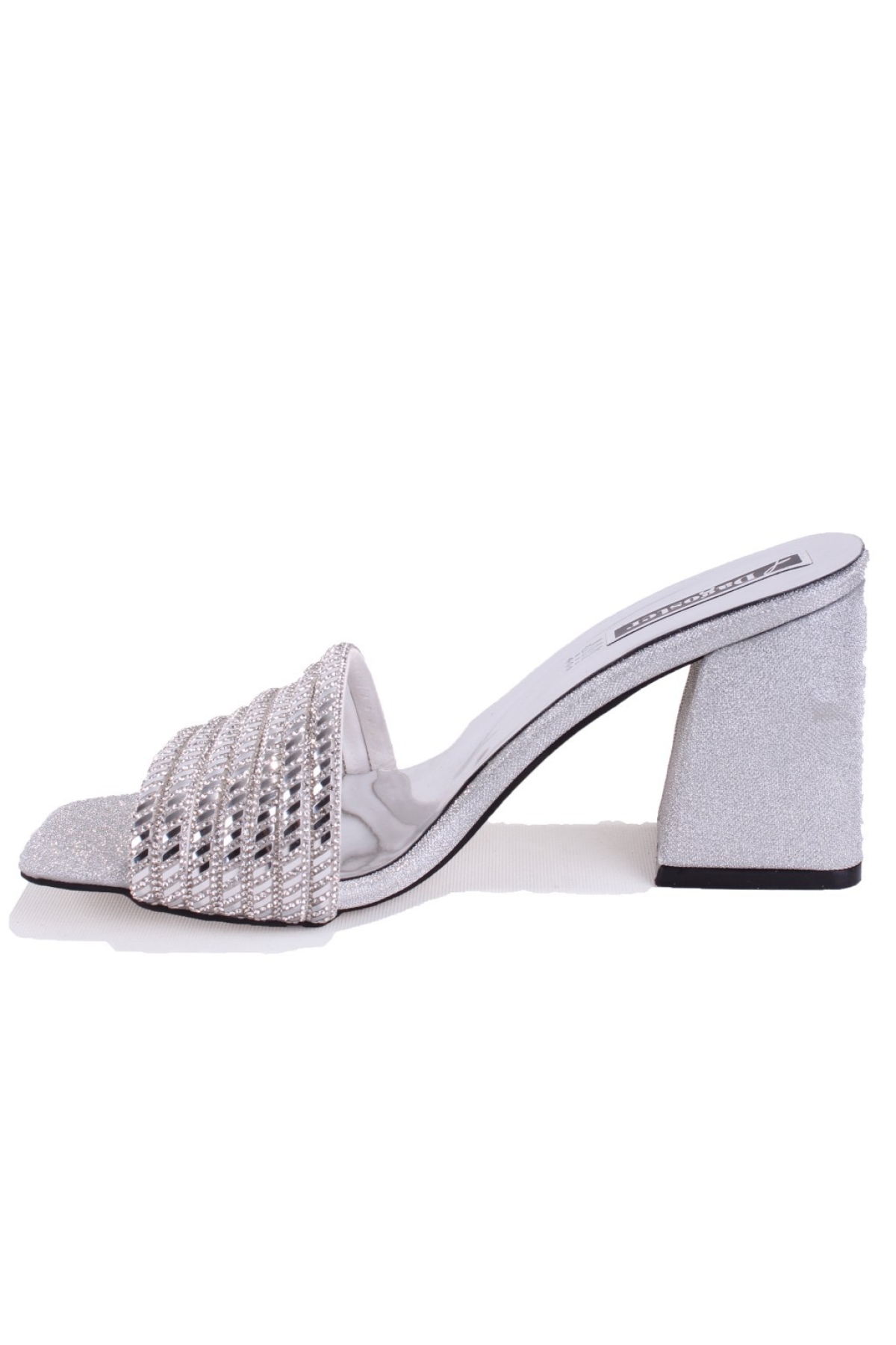 DZA07-1284108 Gümüş Topuklu Abiye Kadın Terlik - Görsel 4
