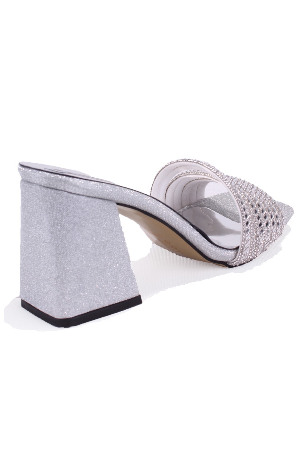 DZA07-1284108 Gümüş Topuklu Abiye Kadın Terlik - Görsel 5