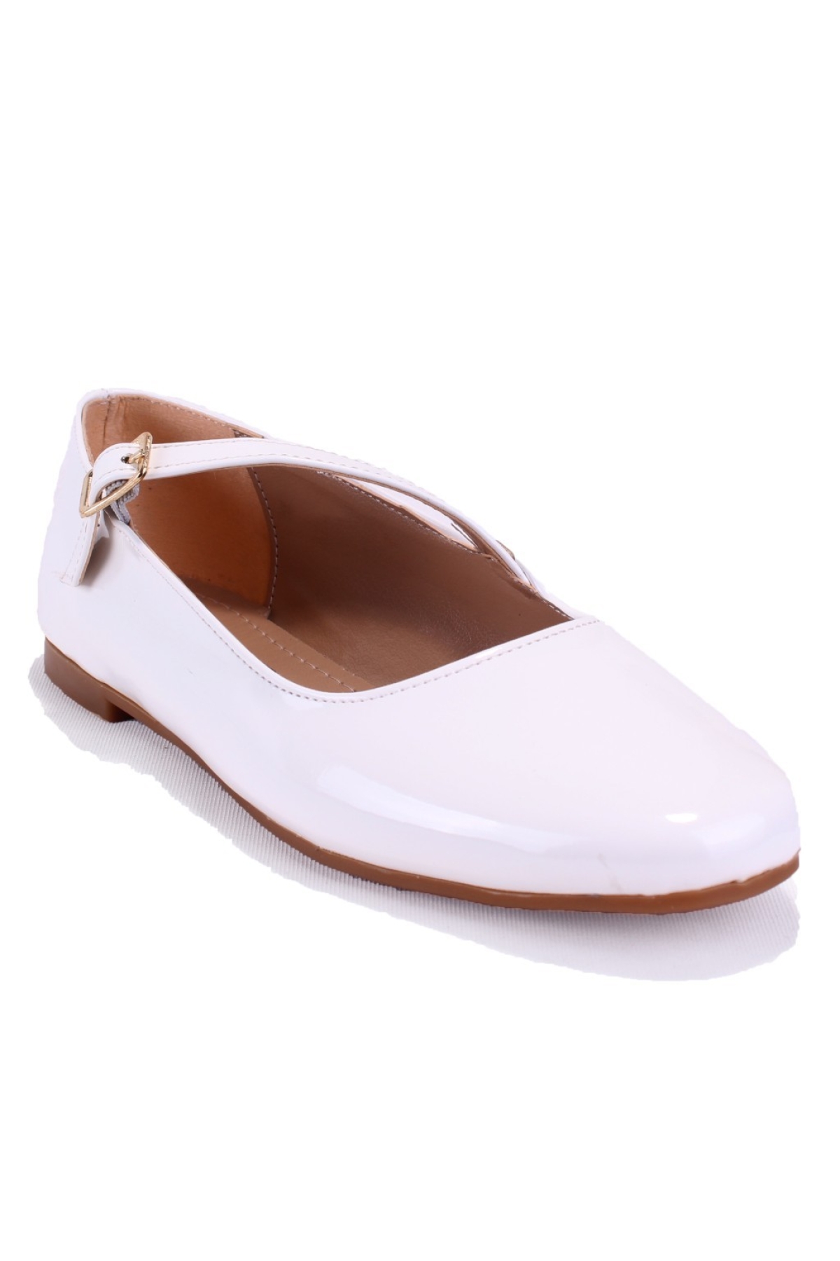 DZA07-115055 Beyaz Rugan Günlük Babet Kadın Ayakkabı - Görsel 2