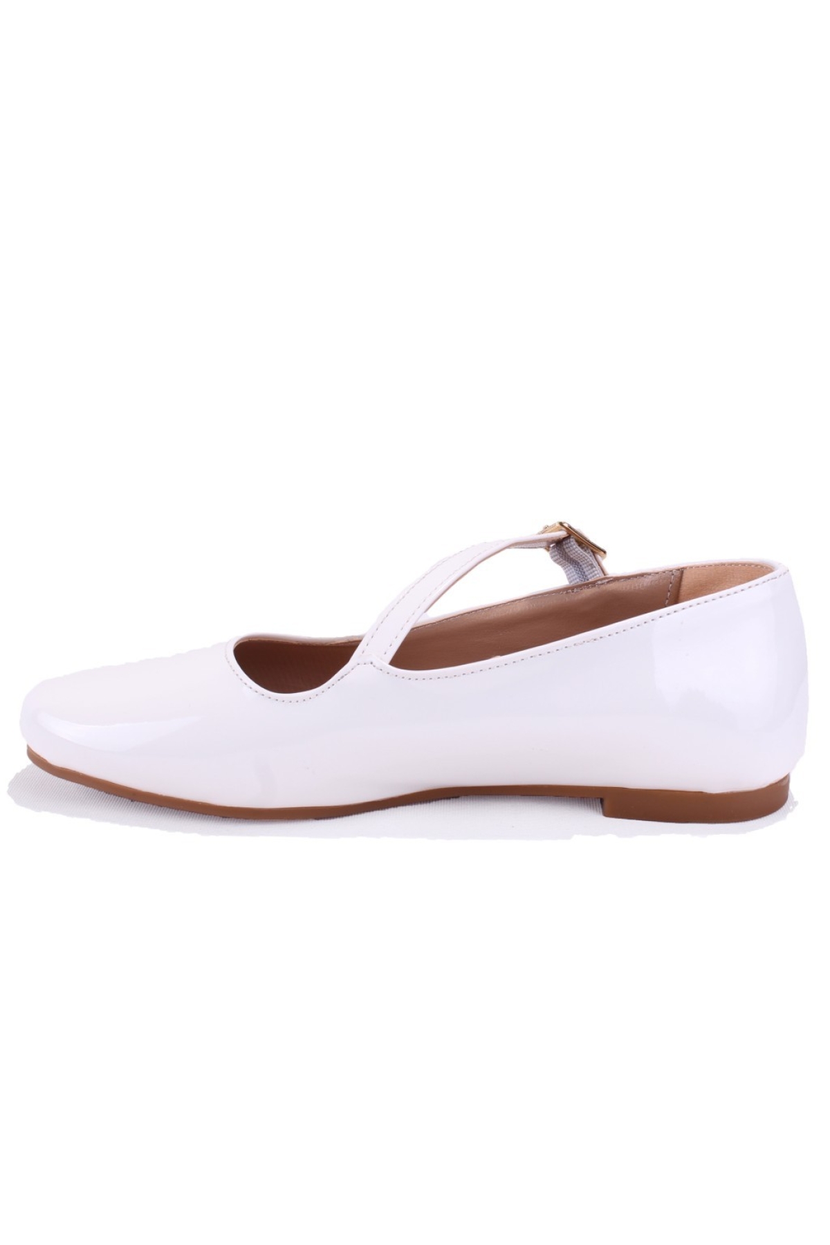 DZA07-115055 Beyaz Rugan Günlük Babet Kadın Ayakkabı - Görsel 4