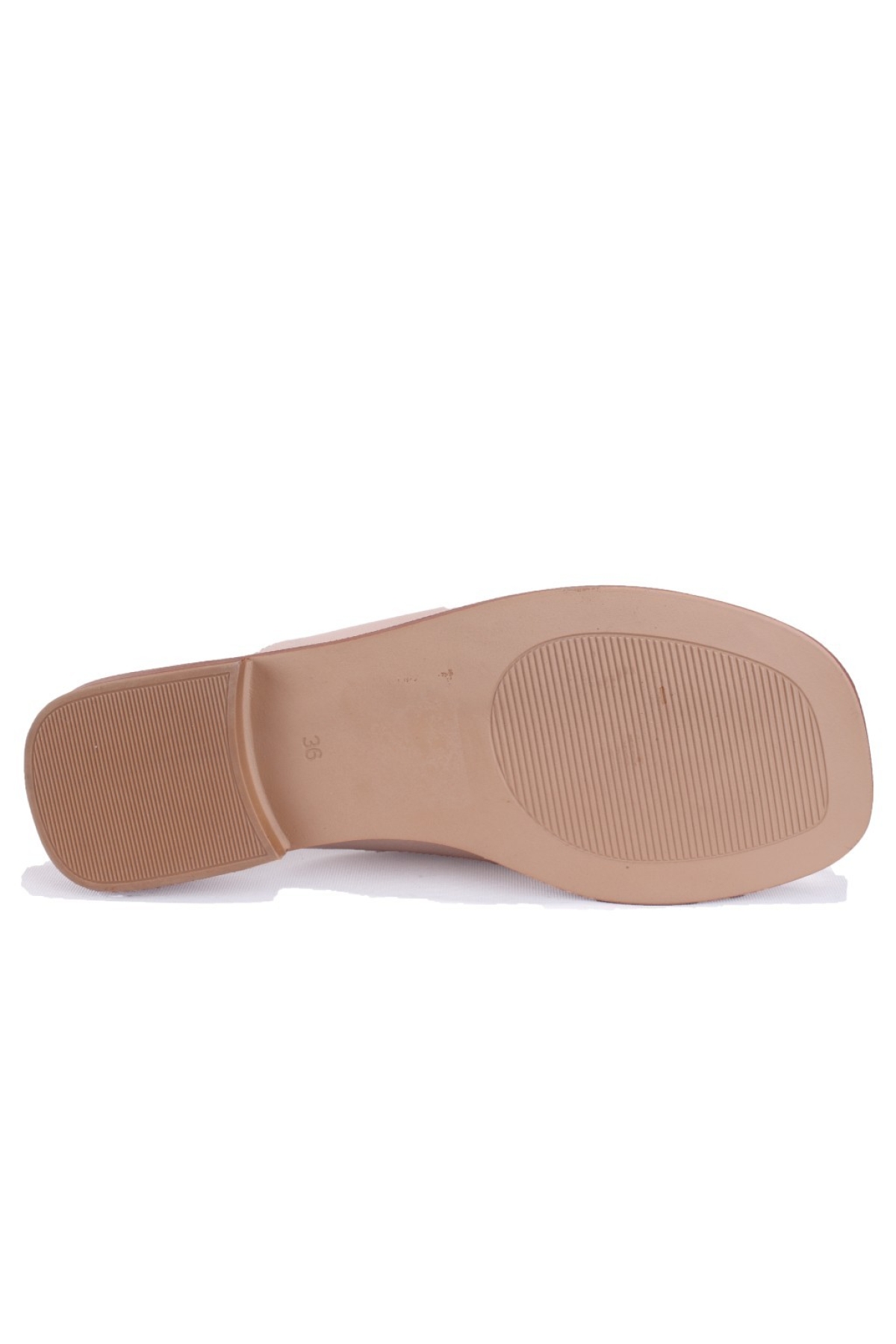 DZA07-60216229 Bej Günlük Ortopedik Deri Spor Kadın Terlik - Görsel 5