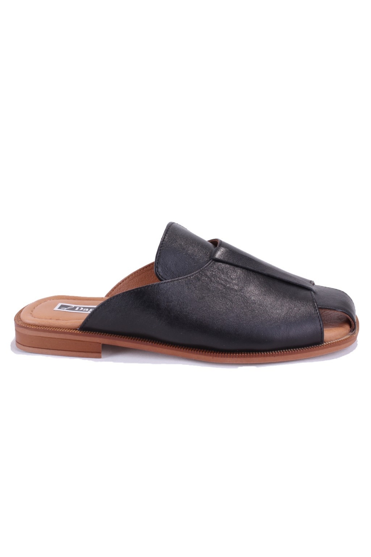 DZA07-60216229 Siyah Günlük Ortopedik Deri Spor Kadın Terlik - Görsel 3