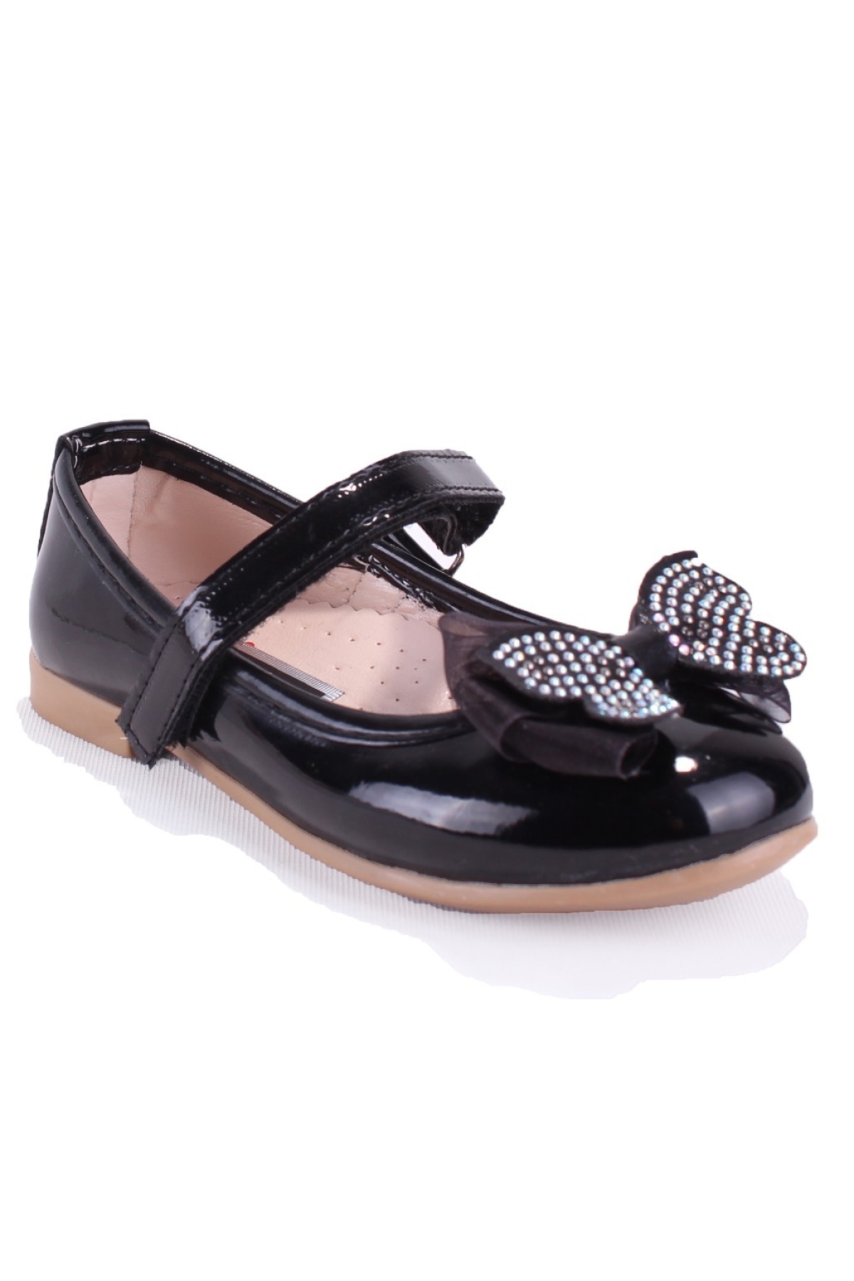 DJA76-HY10002 Siyah Rugan Ortopedik Kız Çocuk Babet Ayakkabı - Görsel 2