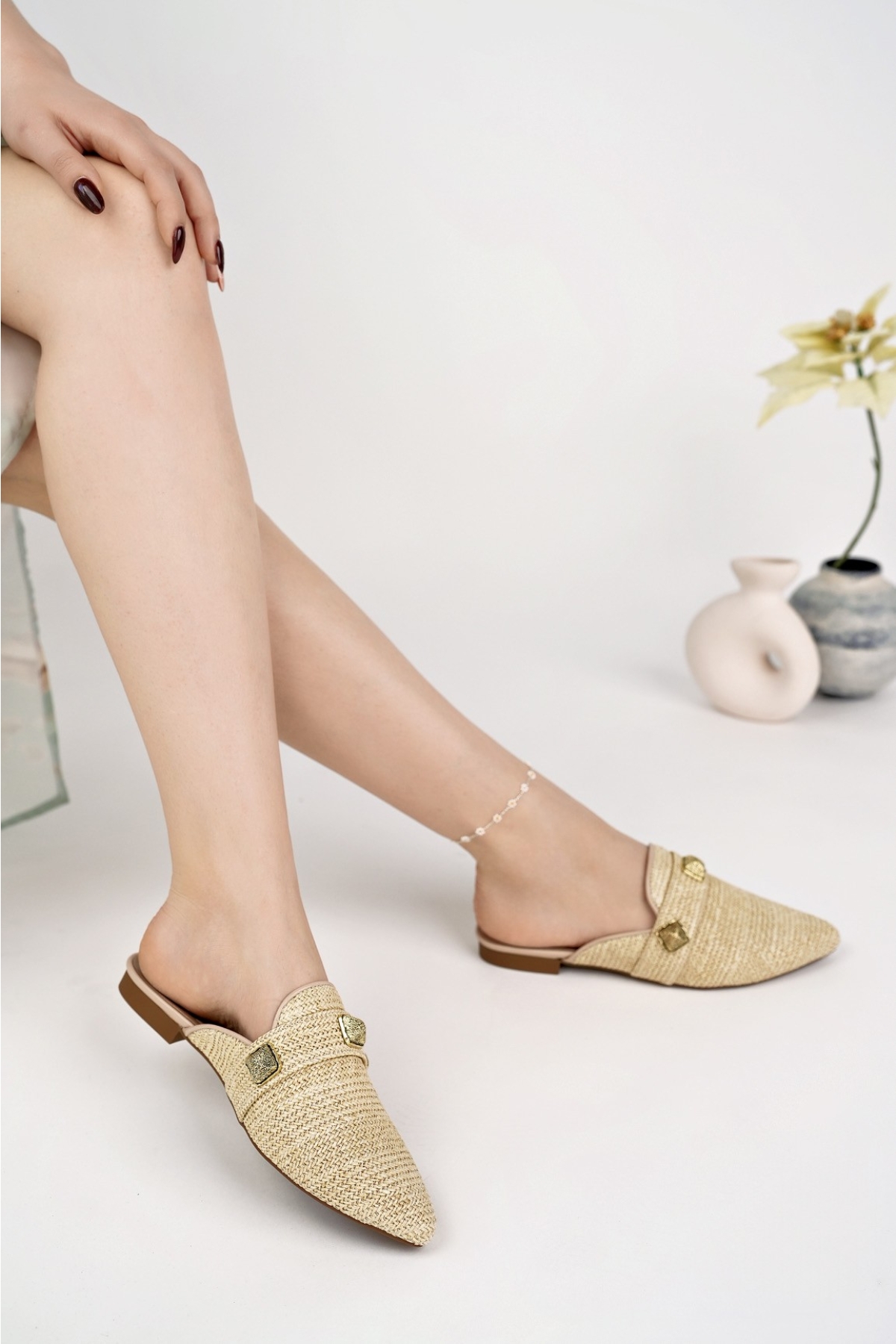 KENDAL Önü Kapalı Kadın Günlük Hasır Terlik - Görsel 8