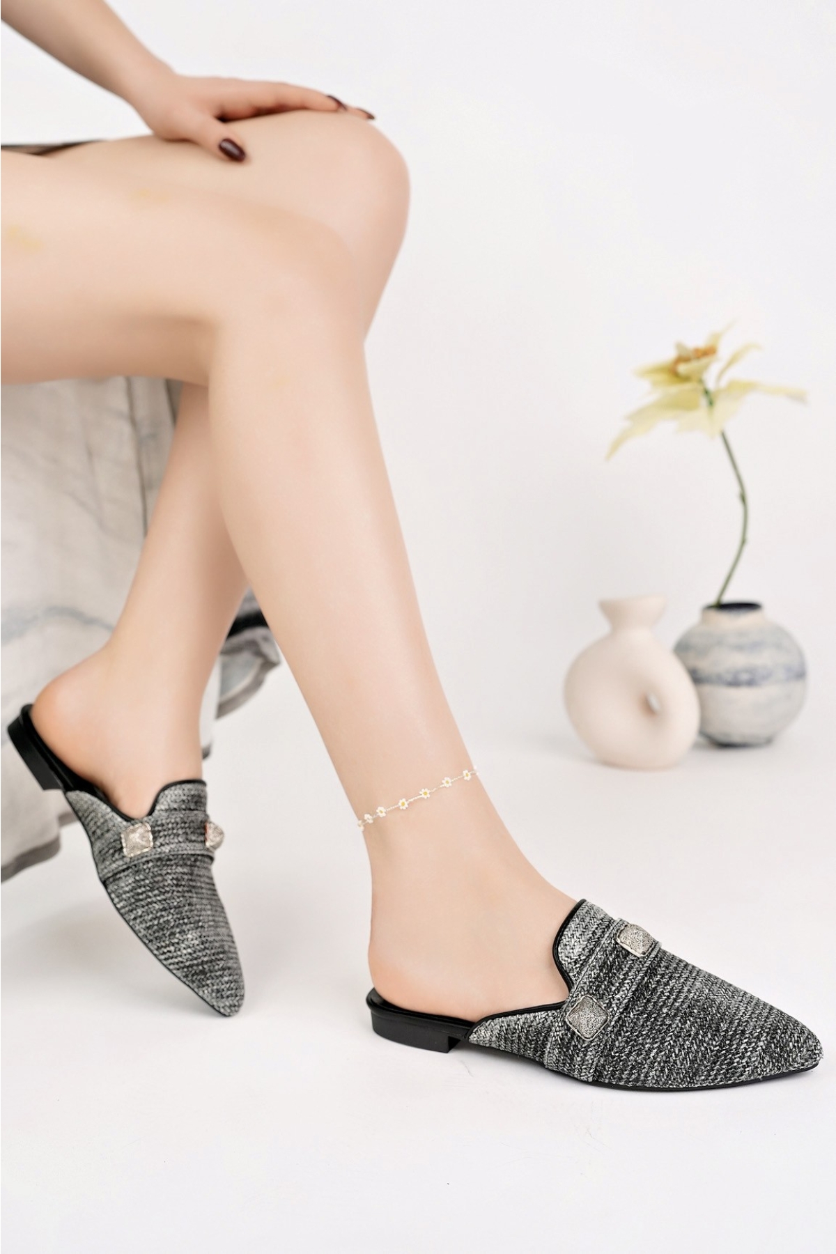 KENDAL Önü Kapalı Kadın Günlük Hasır Terlik - Görsel 7