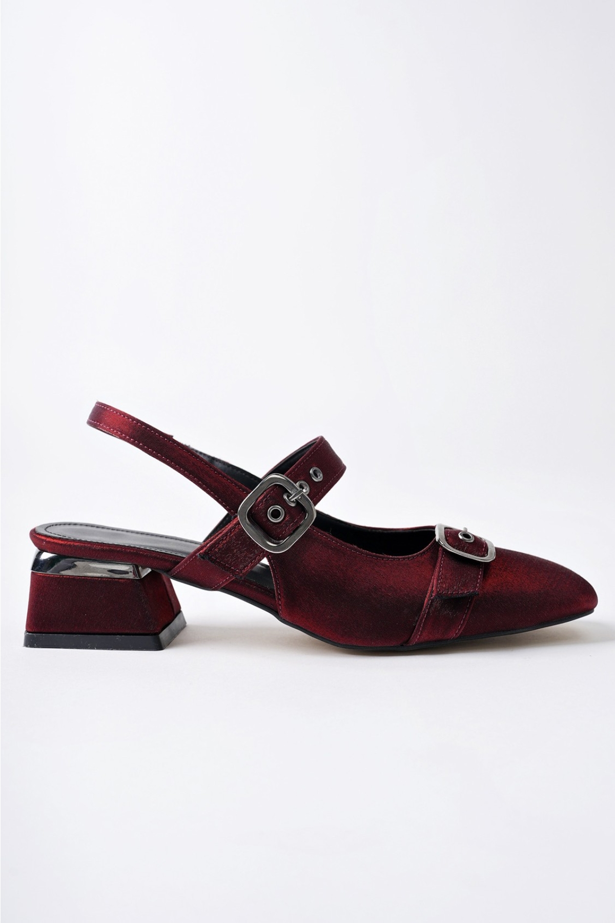 GİGİ Arkası Açık Küt Burun Çift Kemerli Kadın Günlük Klasik Kısa Topuklu Ayakkabı - Görsel 8